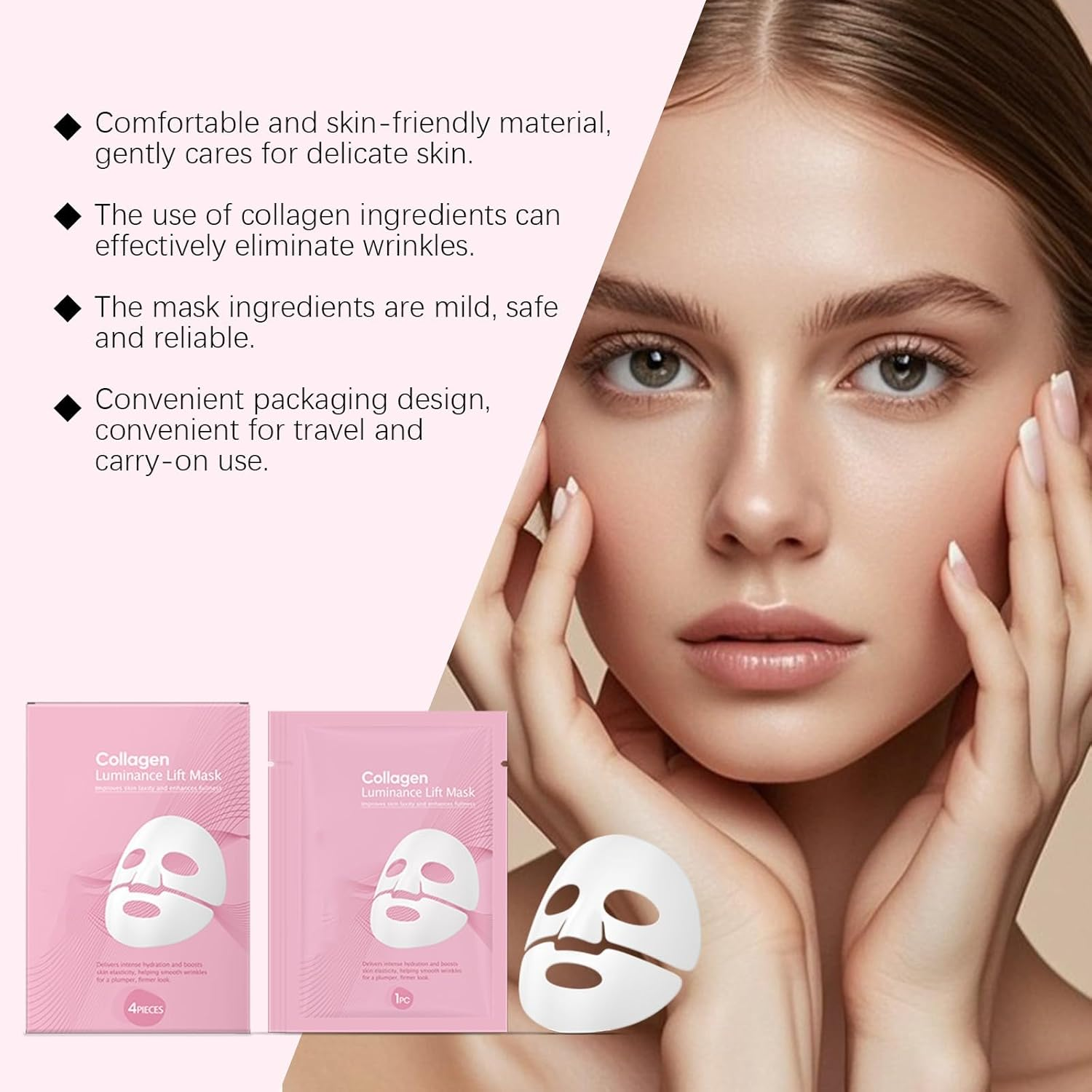 Quasi Bio Collagen Hydrogel Sheet Mask,Korean Collagen Glow up Face Mask 2.0,Reduces Aging Signs Firm Skin Deep Hydrating Mask for Fine Lines Fading&Pore Refinement,All Skin Types (4 PCS) (1) image number 6