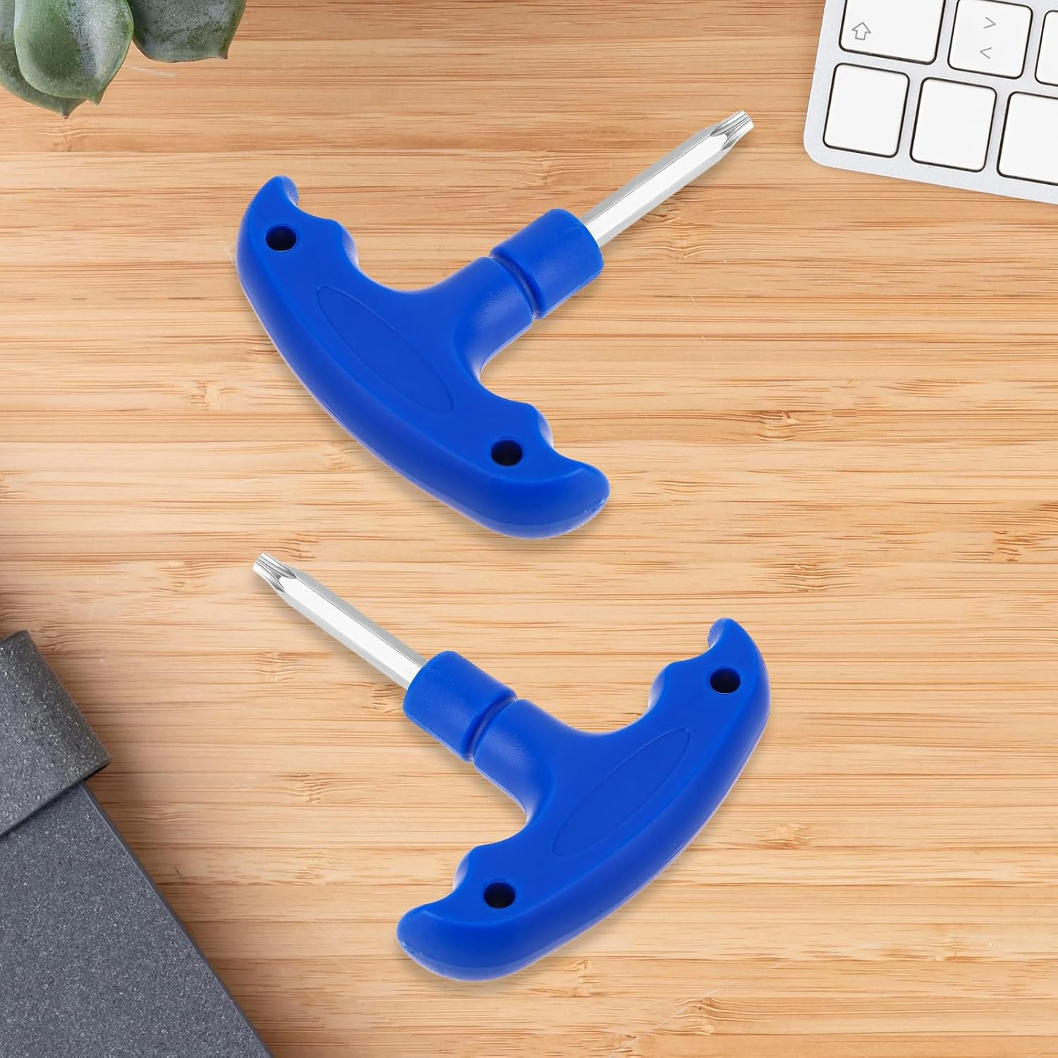 2 Pcs Golf Driver Tool,Golf Wrench Ping Driver Adjustment Tool Golf Club Wrench Stainless Steel Golf Head Adjustment Tool with Blue Plastic Handle Golf Torque Wrench for Driver Clubs Fairway Hybrids image number 1