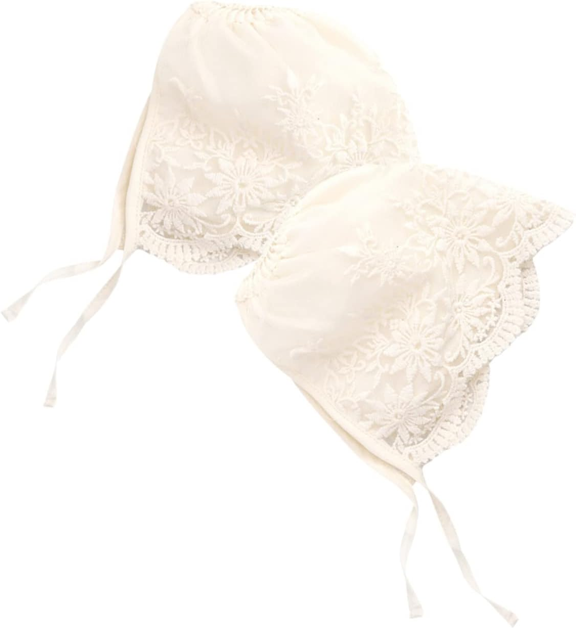 Kichvoe 2Pcs Girl Bonnet Elegant Lace Bonnets for Newborns for Dedication Christenings Weddings and Photo Shoots image number 3