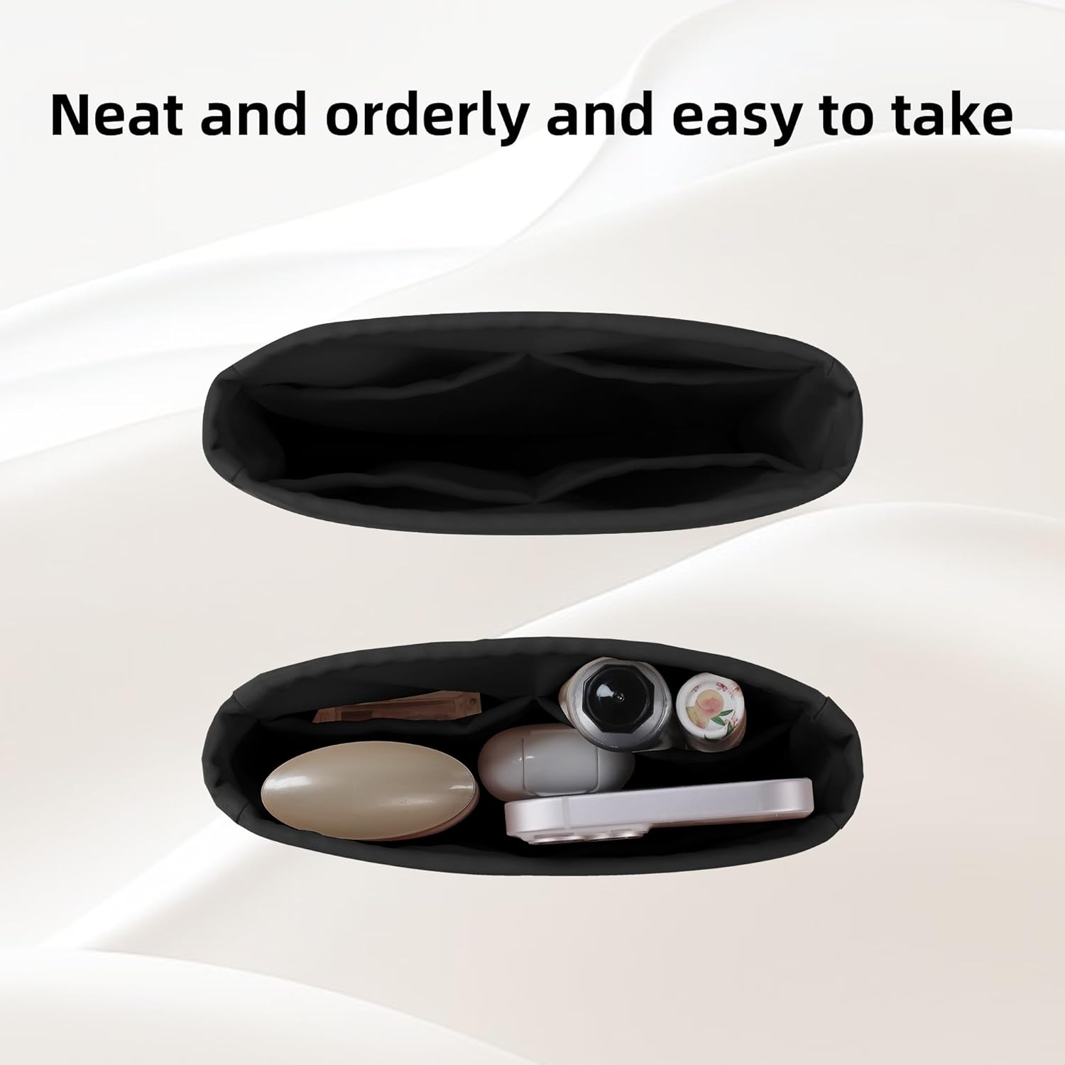 DGAZ Silky Purse Organizer Insert Fits Evelyne TPM/PM/GM/TGM Bags, Luxury Handbag & Tote Organizer, Simplicity Bag Organizer（Black, PM, 29） image number 5