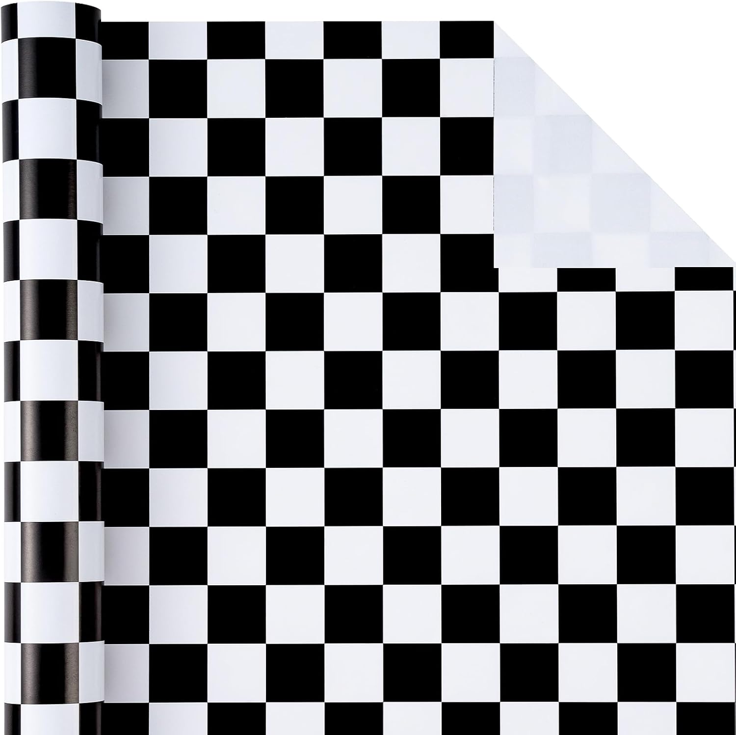 WRAPAHOLIC Checkered Flag Wrapping Paper Roll - 17 Inch X 16.5 Feet - Race Car Wrapping Paper for Kids Birthday, Girls Boys Birthday, Baby Shower