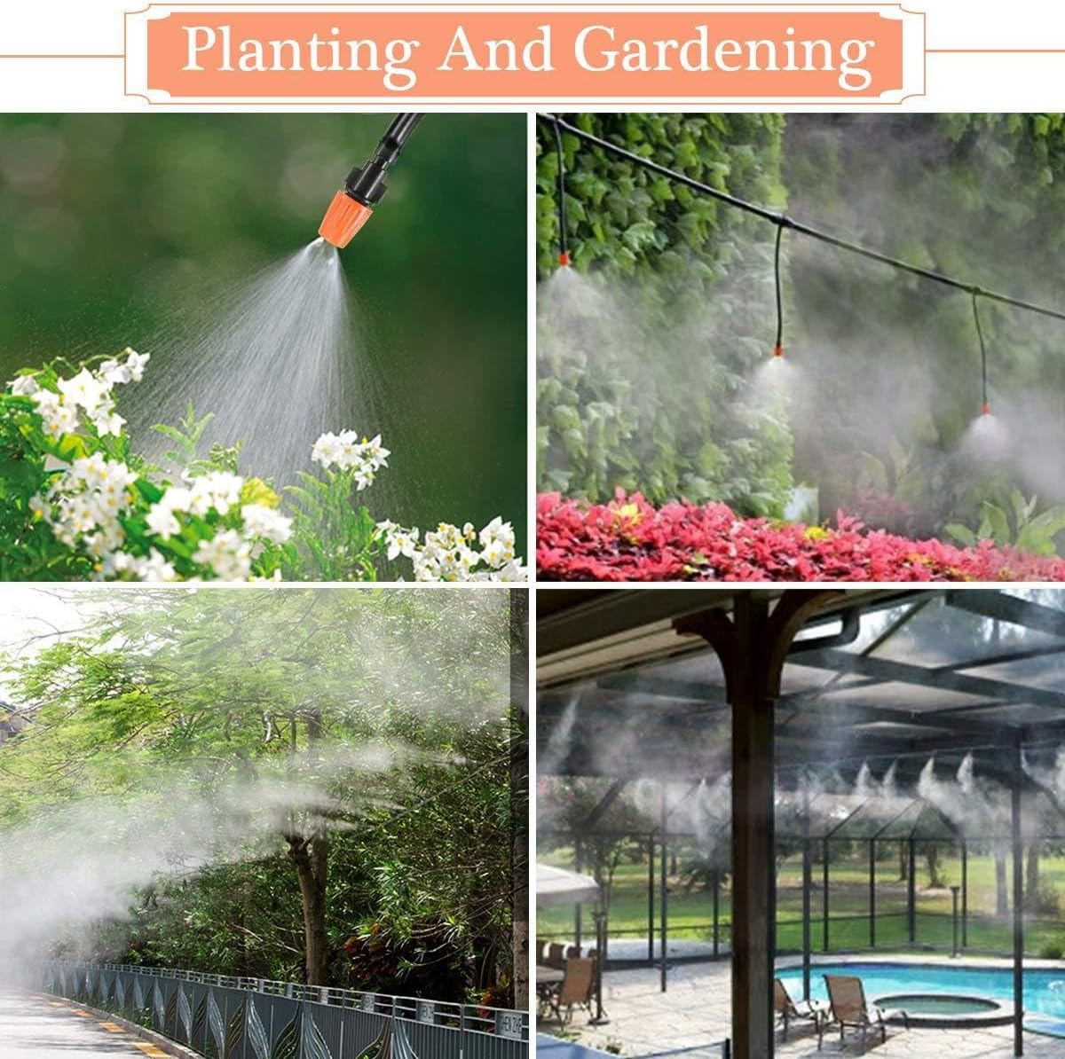 Garden Patio Water Mister Air Misting Cooling Micro Irrigation System Sprinkler (15M & 15 Dripper-Heads) image number 1