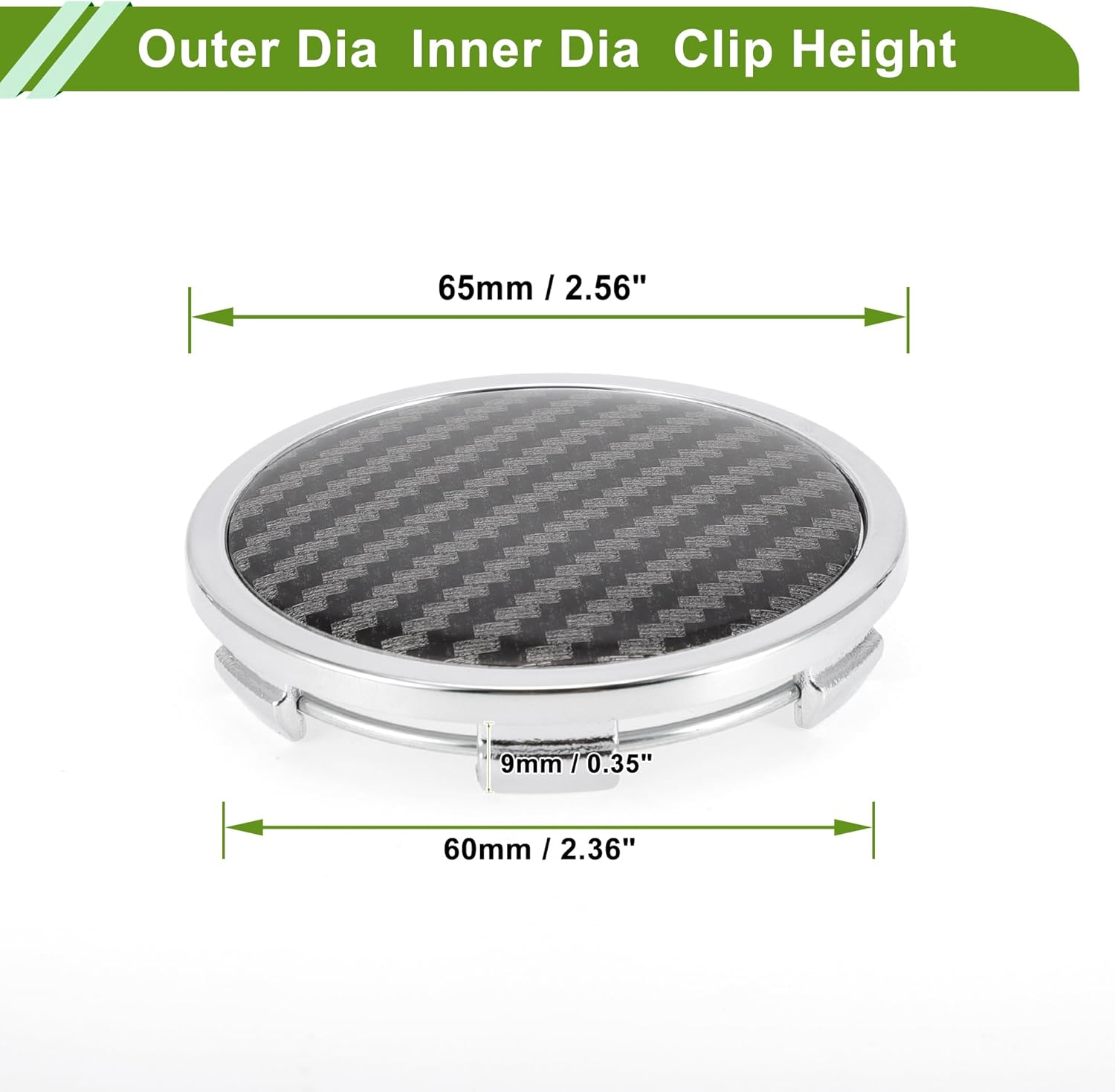 HOPESPANNER Universal Wheel Centre Caps Hub Caps Wheel Centre Caps Plastic 1 Piece for Ford Chevy with Black Carbon Fibre Pattern Sticker OD: 65 Mm/2.56 Inches Silver Tone image number 1