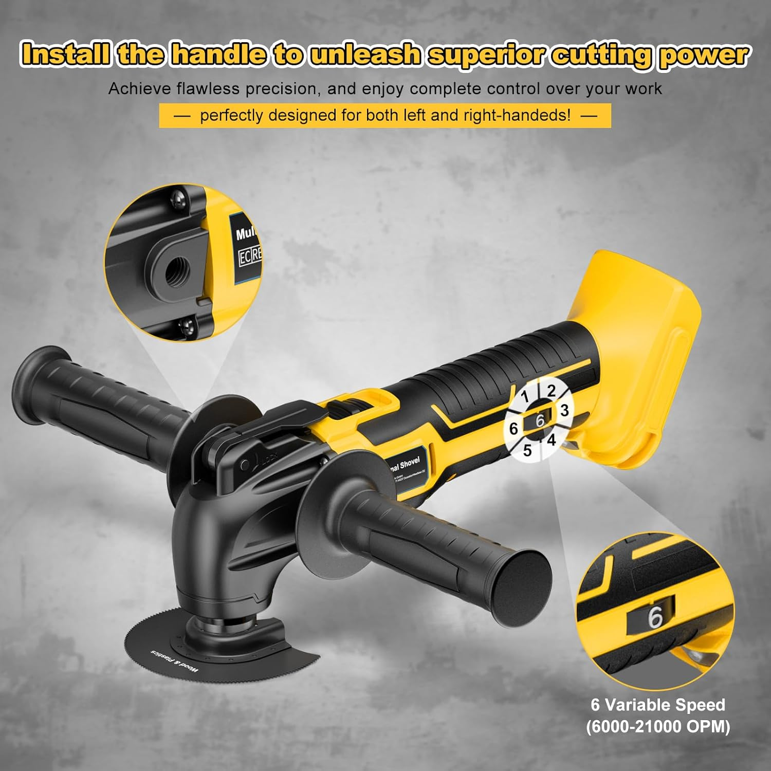 Battery Oscillating Multi Tool for Dewalt 18V 20V Battery (Without Battery) Brushless Oscillating Tool Set with 6 Variable Speeds Tool Removal Tool Scrape Tool with 23 Accessories