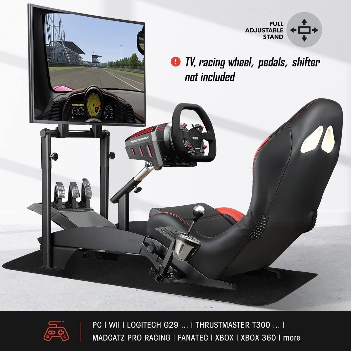 AUSWAY Racing Simulator Gaming Chair with Monitor Stand Racing Wheel Stand Cockpit Adjustable with Seat Logitech G25 G27 G29 G920 Xbox Xbox360 PS2 PS3 PC WII image number 2