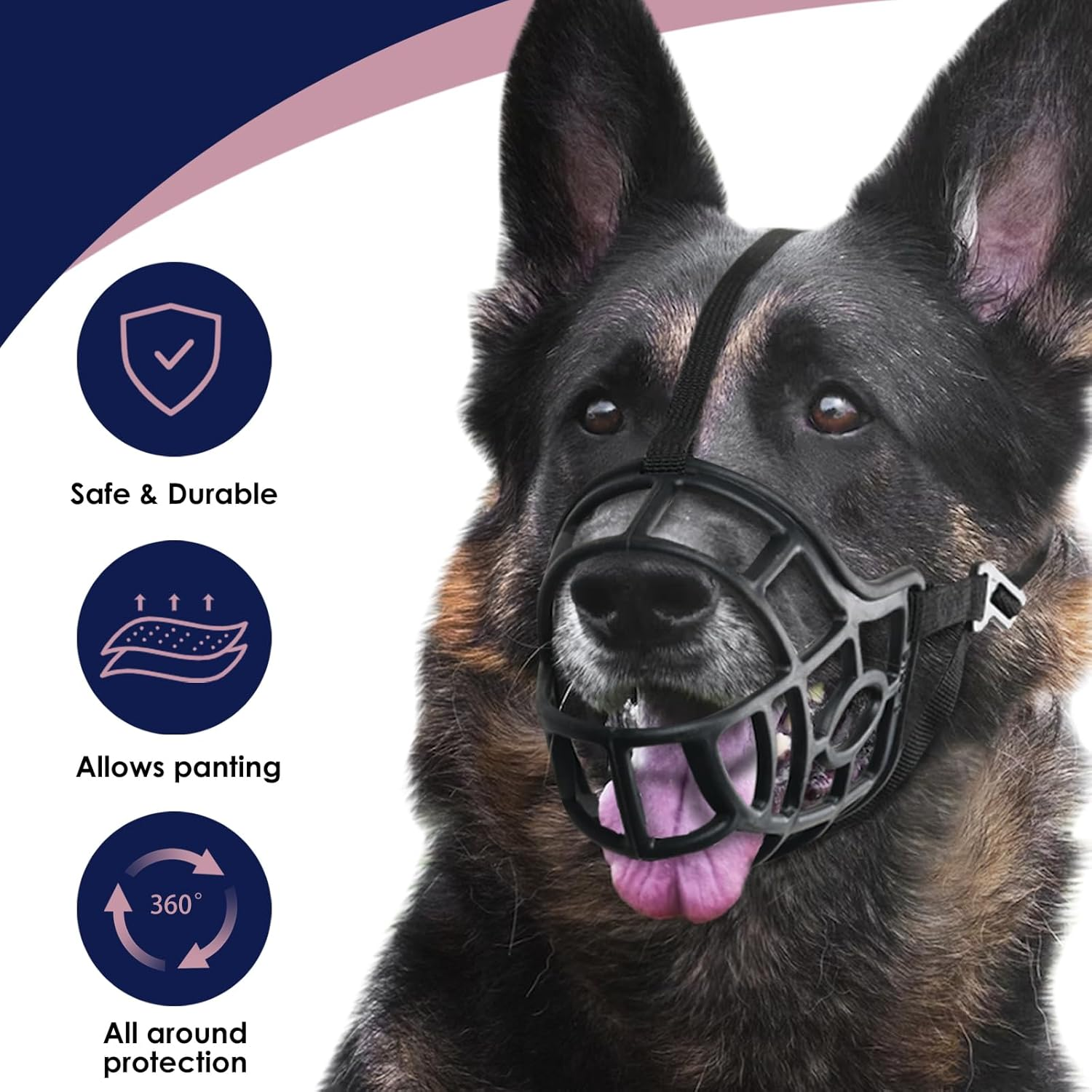 Dog Muzzle, Breathable Basket Muzzles for Small, Medium, Large and X-Large Dogs, Stop Biting, Barking and Chewing, Adjustable and Comfortable Secure Fit Dog Mouth Cover (XL - Labrador, Black) image number 4