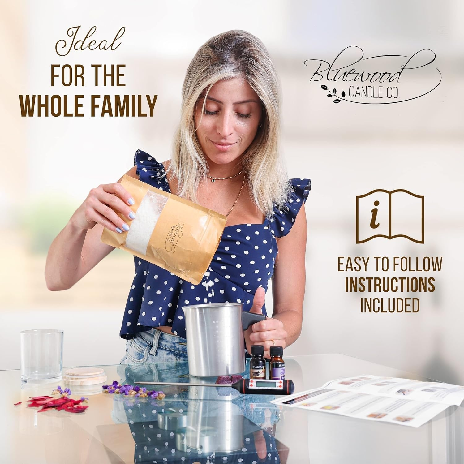 Soy Candle Making Kit - Full Set - Soy Wax, Big 7Oz Jars & Tins, Color Dyes & More - Perfect as Home Decorations - DIY Starter Scented Candles Making Kit T0-904 image number 1