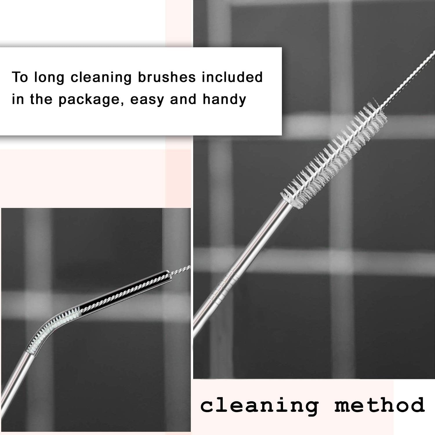 DIRECT from FACTORY Set of 8 Reusable Stainless Steel Straws, 8.5" (6Mm X 215Mm) - 316 Stainless Steel Fda-Approved, Metal Curved Drinking Straw for Tumblers (4 Straight, 4 Bent, 2 Brush) image number 1