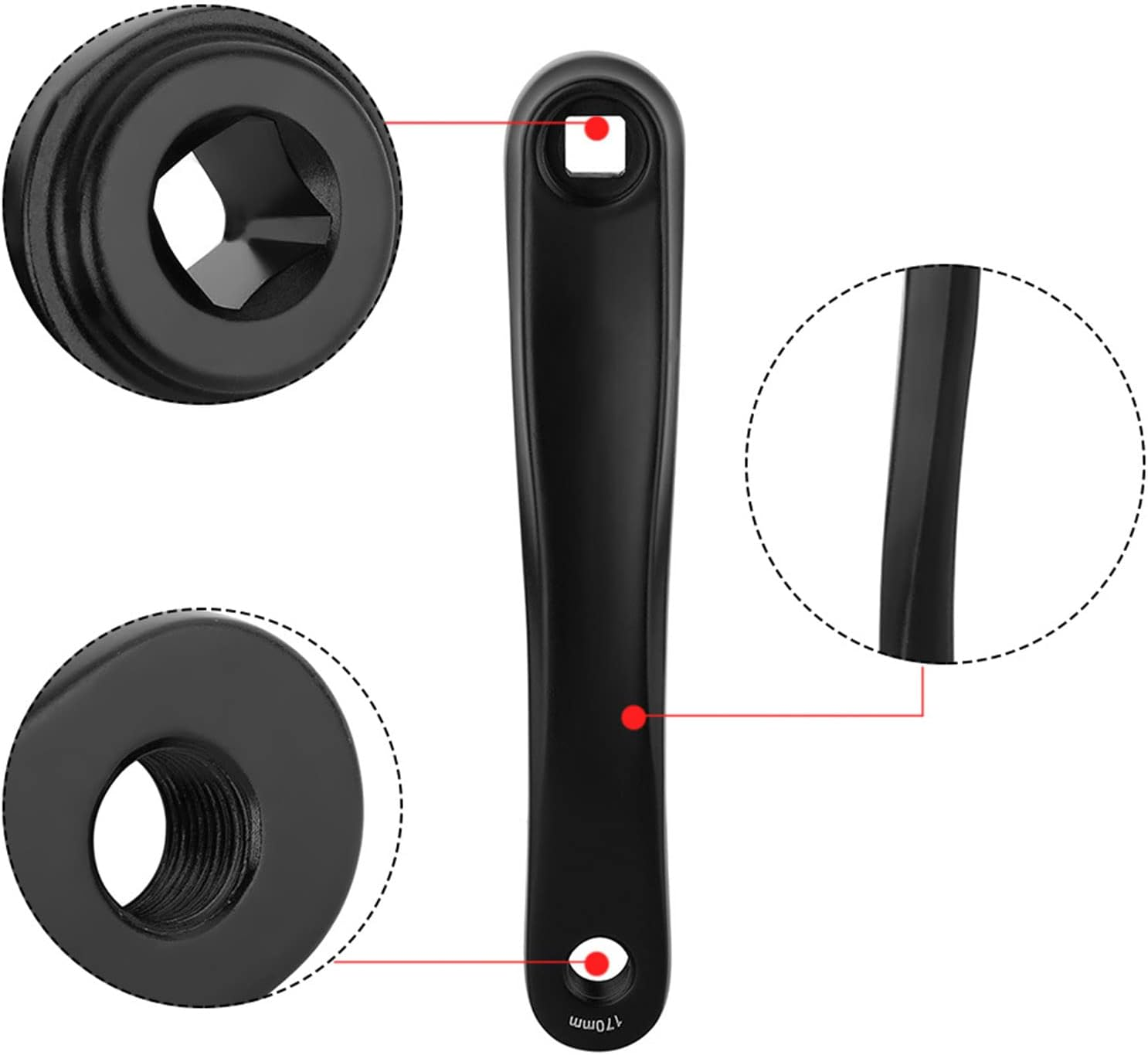 Bicycle Crank Arm, 170Mm Bike Crank Leg Left Aluminum Alloy Single Speed Crankset for Bicycle Mountain Road Bike Bikes Part Bike Crank Leg, Square Rhombic Hole image number 2