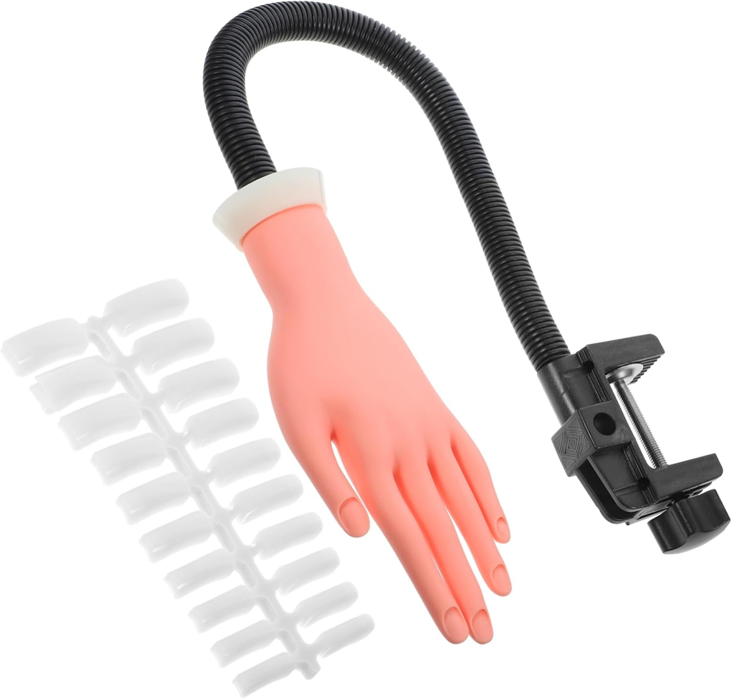 SAFIGLE 100Pcs Nail Practice Tool with Flexible Silicone Fake Hand Model and Stand Manicure Training for Nail Art Beginners and Salon Professionals image number 1