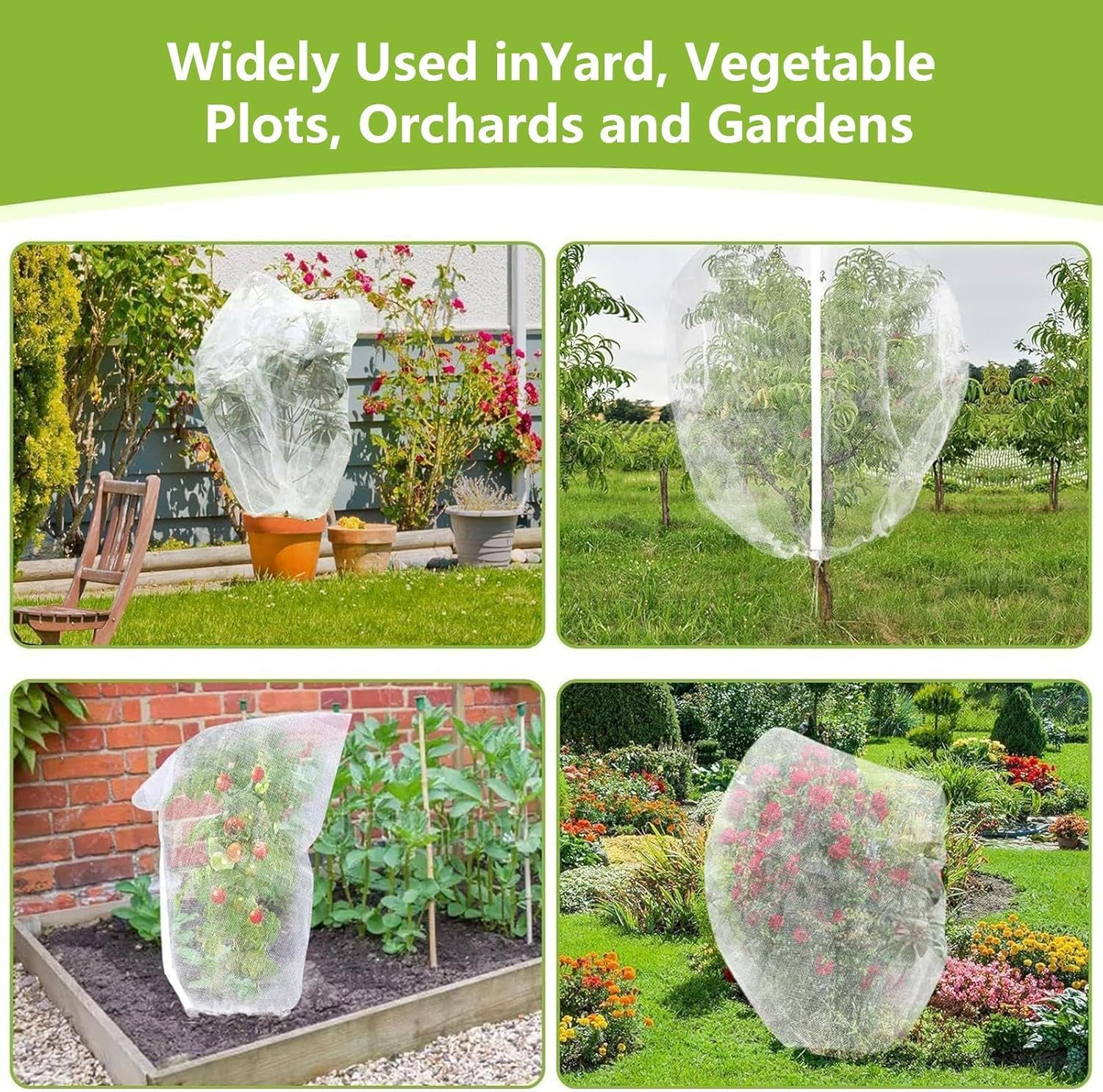 Bird Netting for Fruit Trees - Plant Cover with Drawstring - Lightweight Gnat-Proof Tree Netting for Outdoors, Patio, Backyard, Landscaping, Garden, Farm image number 1