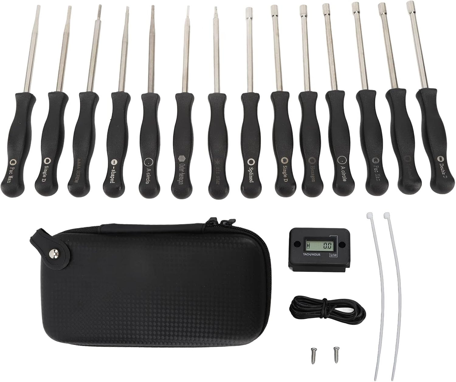 Carburetor Adjustment Tool Set with Storage Bag, 14Pcs Carb Tune up Adjusting Tool Kit for String Trimmers Chain Saws Leaf Blowers image number 4