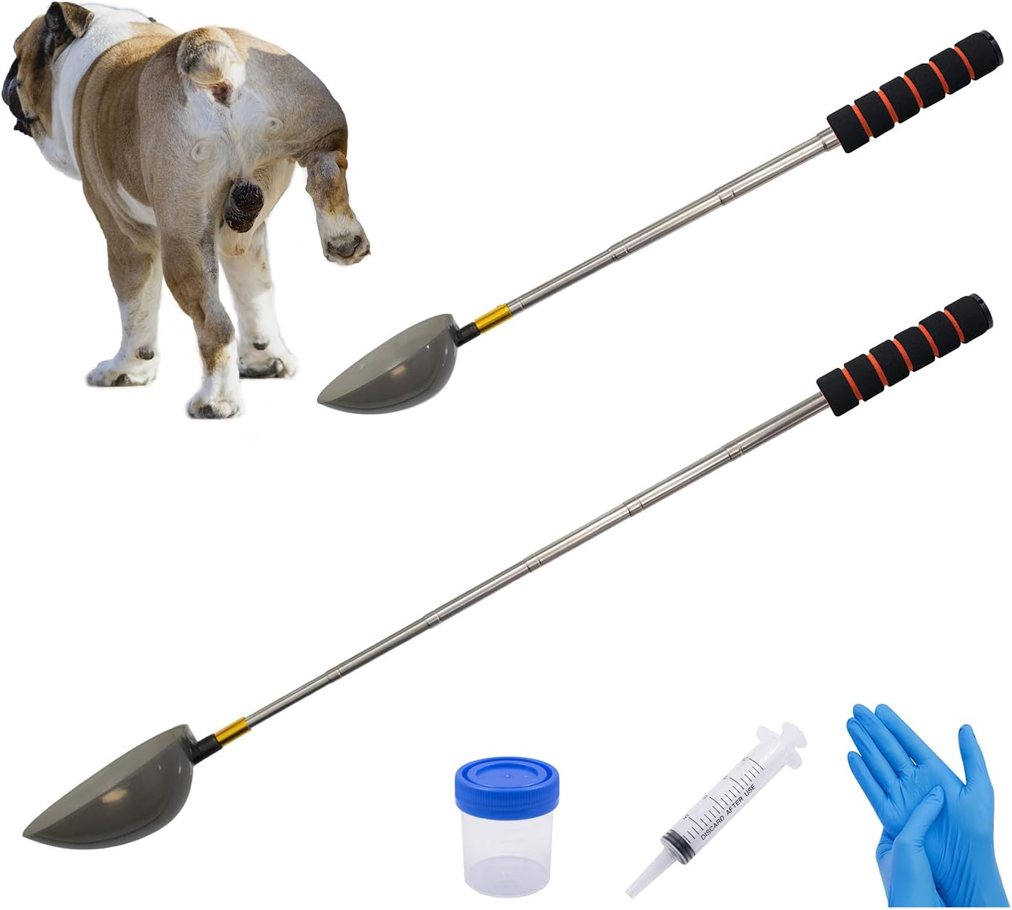 Qotang Pet Urine Collector, Urine Collector for Dogs and Cats, Telescopic Urine Collector for Dogs, Pet Urine Stick, Urine Sample Catcher, Reusable Dog Urine Collector image number 1