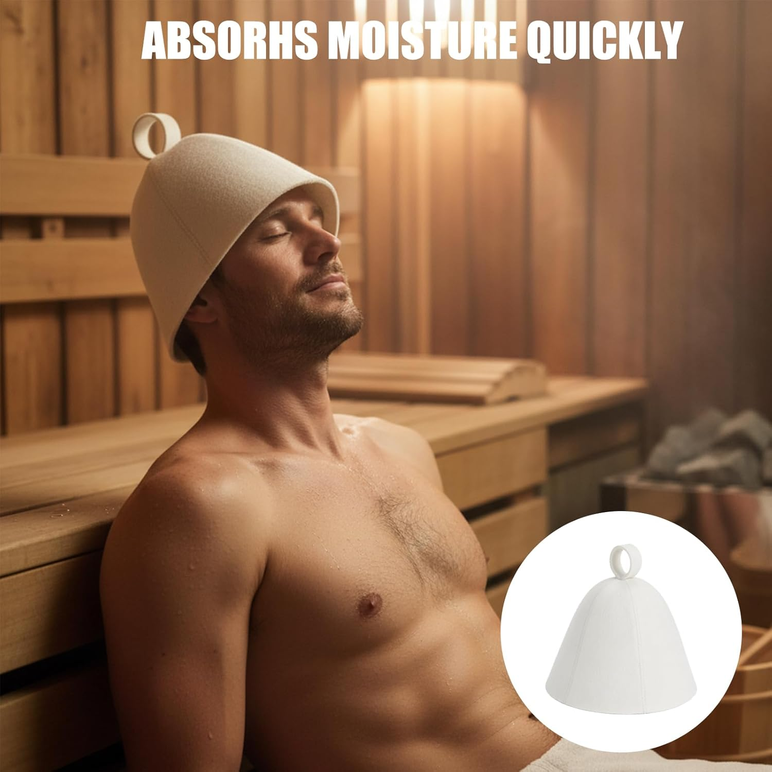 Sauna Hat, 3 Pcs Sauna Caps Set, Black White Grey, Protect Hair and Scalp, Comfortable Sauna Accessories for Men and Women, Ideal for Spa, Bath House, Travel and Gift image number 1