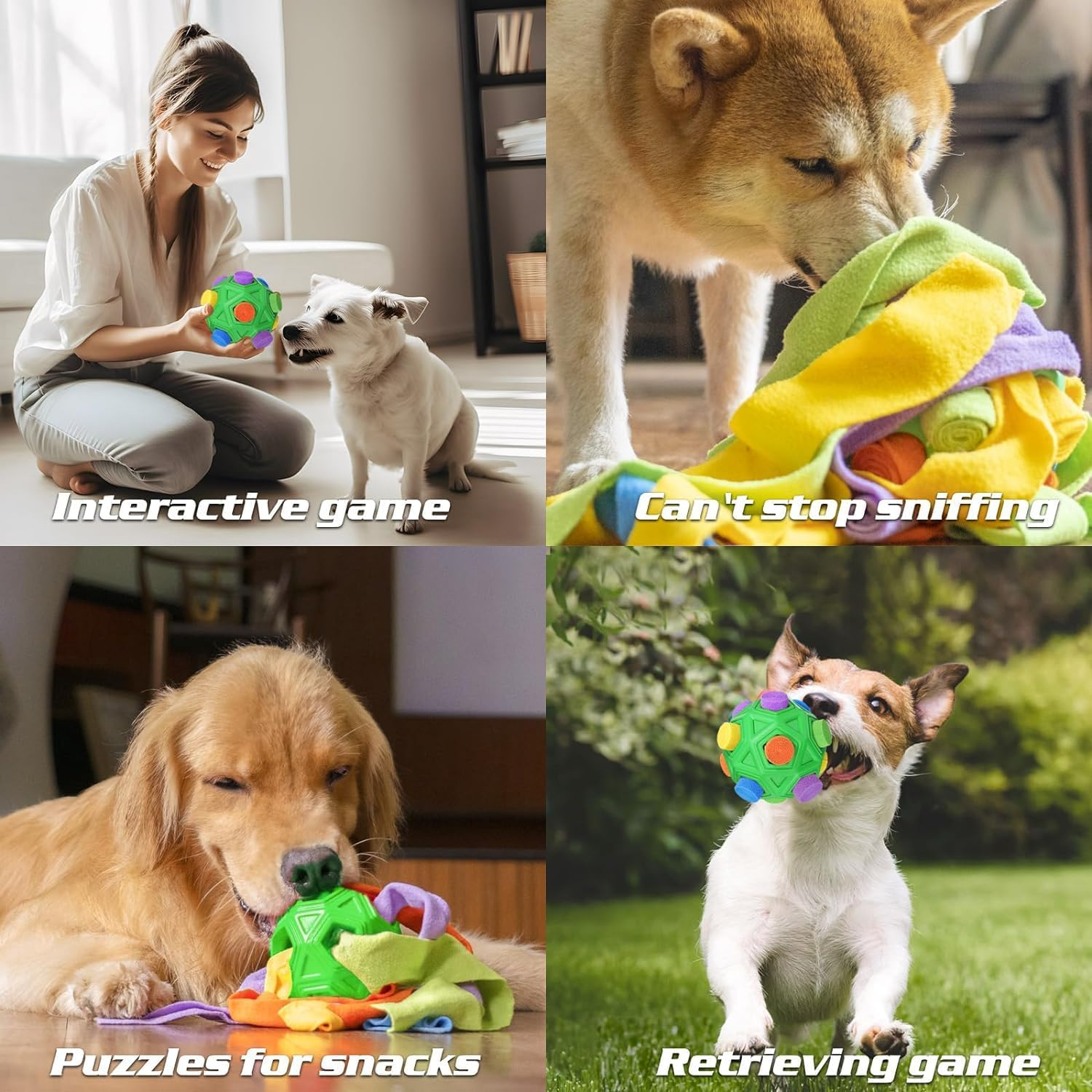 Interactive Dog Toys Snuffle Ball with Dog Bowl Encourage Natural Foraging Skills Slow Food Training to Relieve Boredom and Stimulating,Cloth Strip with Hidden Food Dog Puzzle Toys for Any Size Dogs image number 1