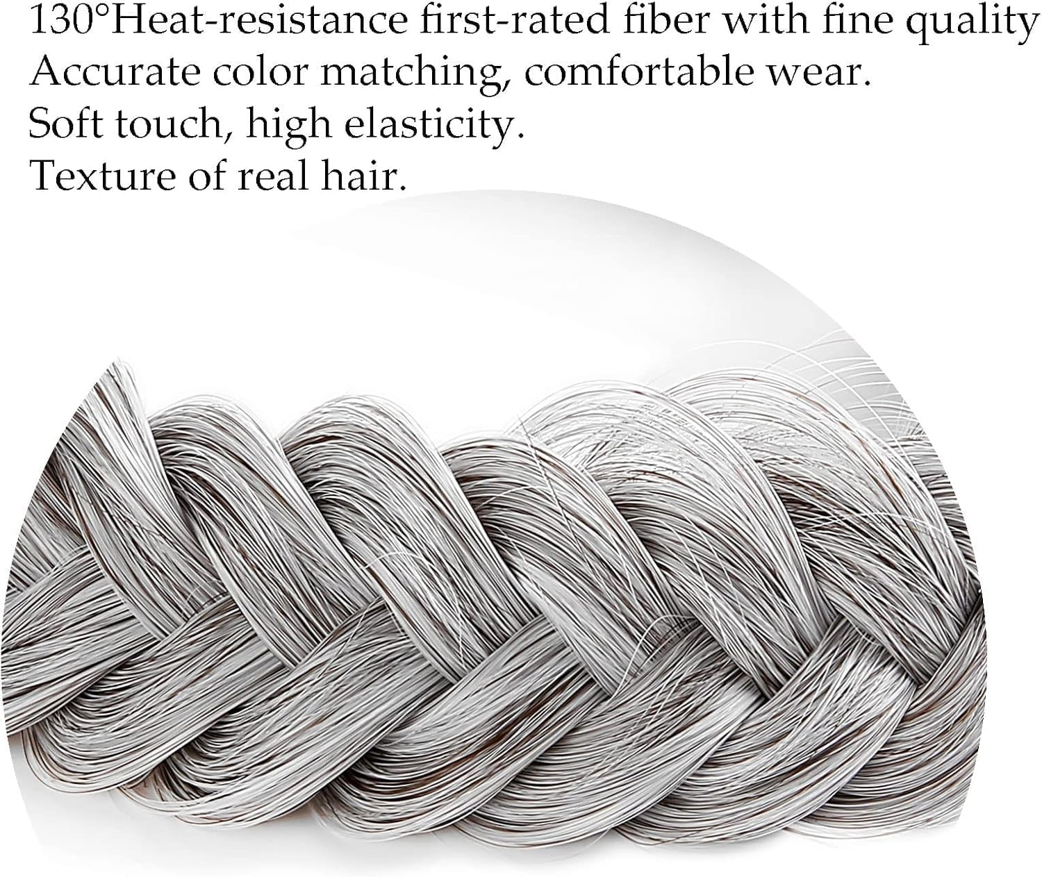 Synthetic Hair Braided Headband Classic Wide Strands Wedding Disorderly Fluffy Braids Wig Band Women Beauty Accessory (Grey, One Size) image number 1