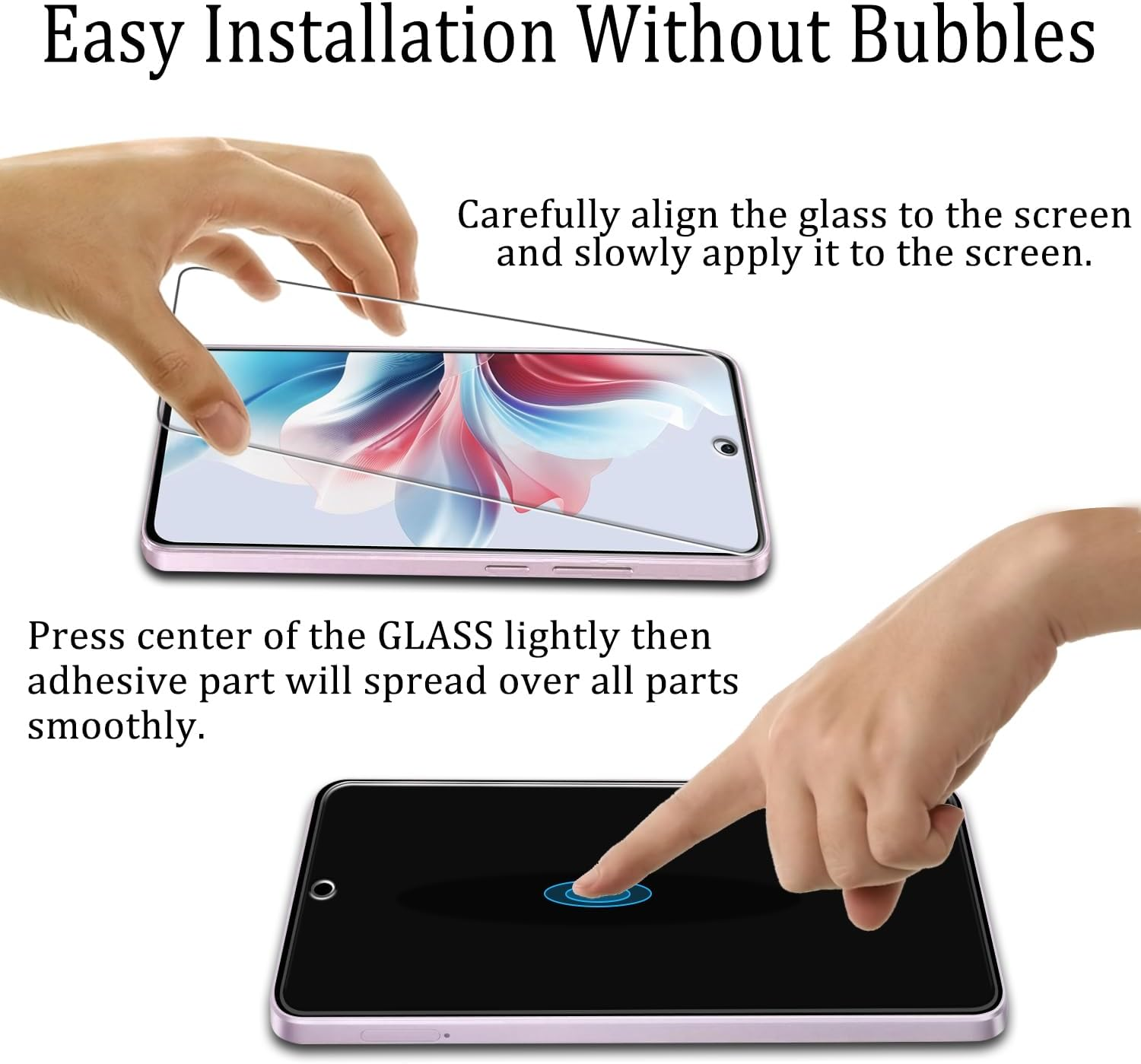 KATIN [2 Pack] Designed for OPPO Reno 11F Tempered Glass Screen Protector, 9H Hardness, Easy to Install, Case-Friendly image number 3