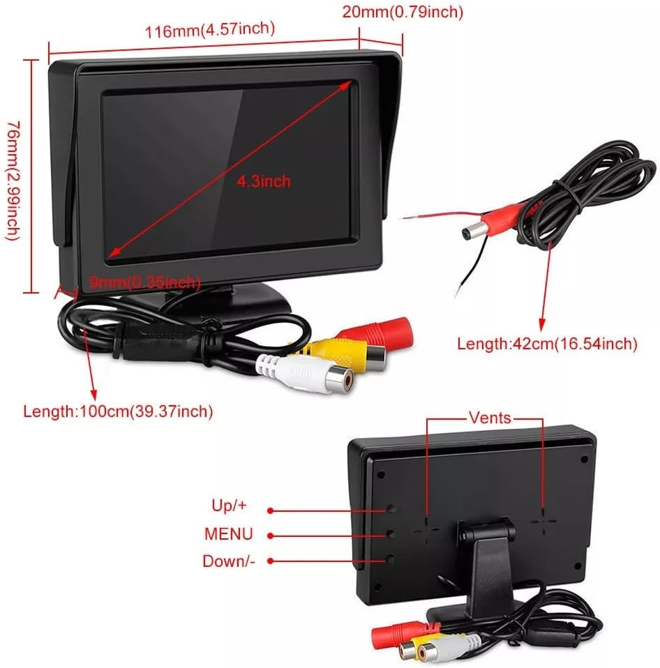 4.3" HD TFT LCD Monitor Car Reverse Camera Kit Rear View Backup IR Night Vision image number 2