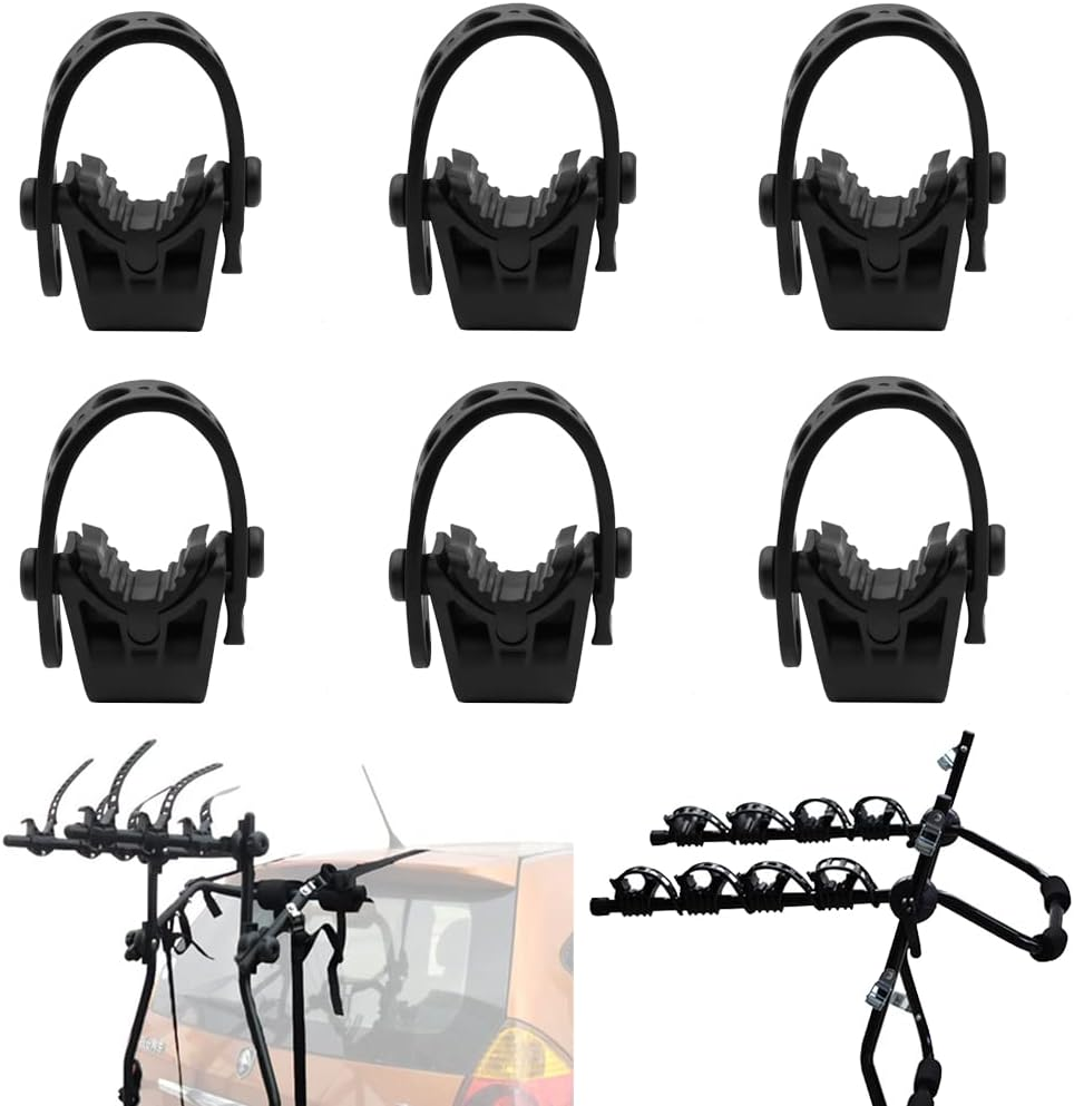 6Pcs/Set Bike Rack Straps Replacement Bicycle Hitch Strap Cradle Bike Carrier Mount Rubber Strap Black Spare Hooks Car Racks Accessories Truck Hitch Fit 1" Diameter Tubes image number 3