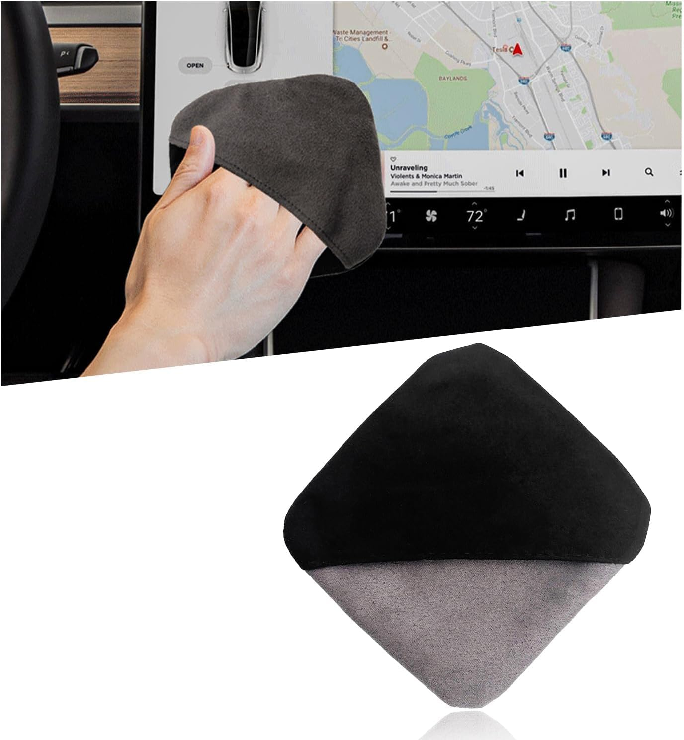 Car Screen Cleaner Cloth, Microfiber Square Pad, Foldable Dashboard Display Cleaning Cloth, Foldable Touch Screen Cleaner Cloth for Vehicle Dashboard LCD Display, Interior Car Accessories (Square) image number 5
