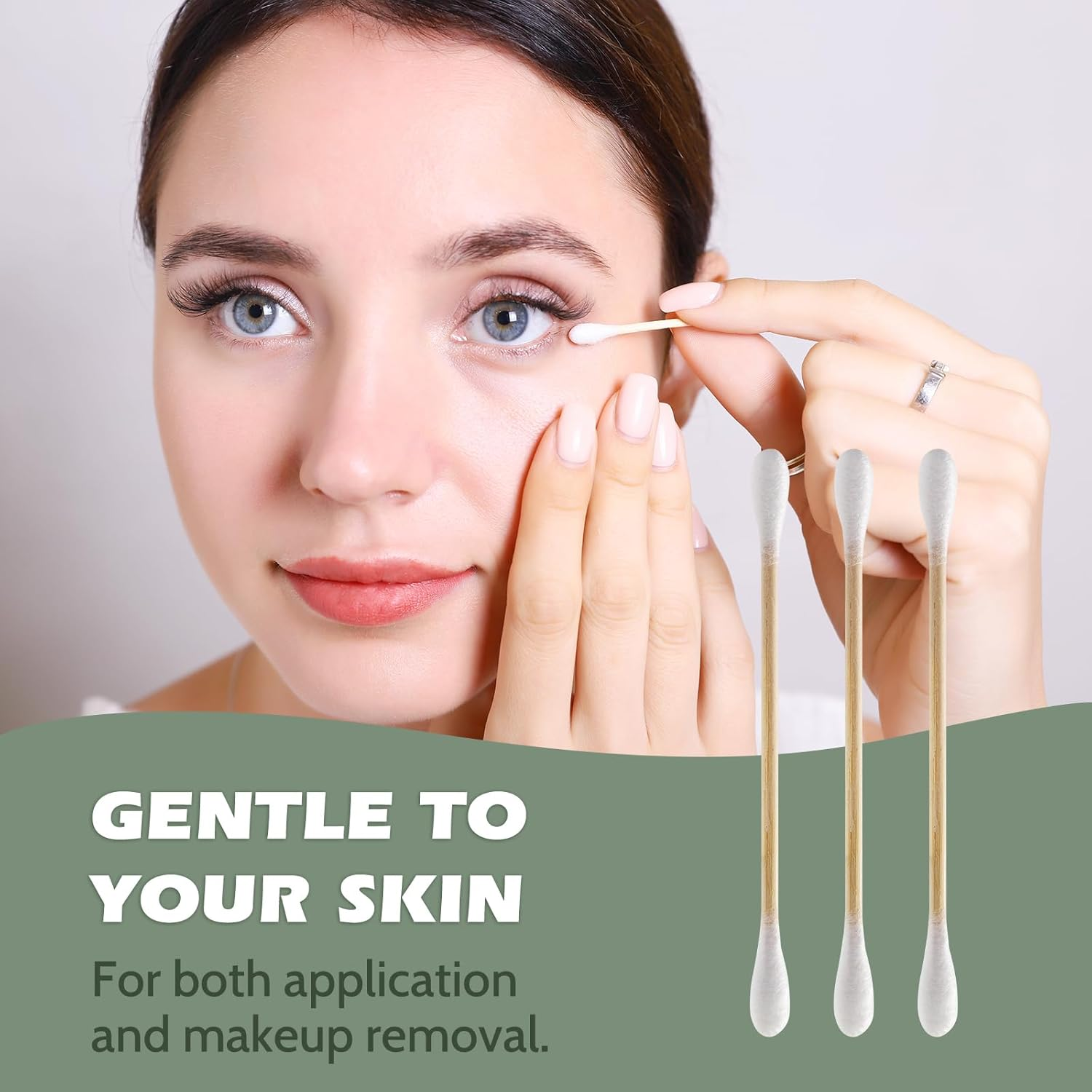 Bamboo Cotton Swabs - 500 Count - Vegan Cotton Swabs, Eco Friendly Double Tips, Plastic Free Ear Sticks, All Natural 100% Biodegradable Organic Cotton Buds By image number 3