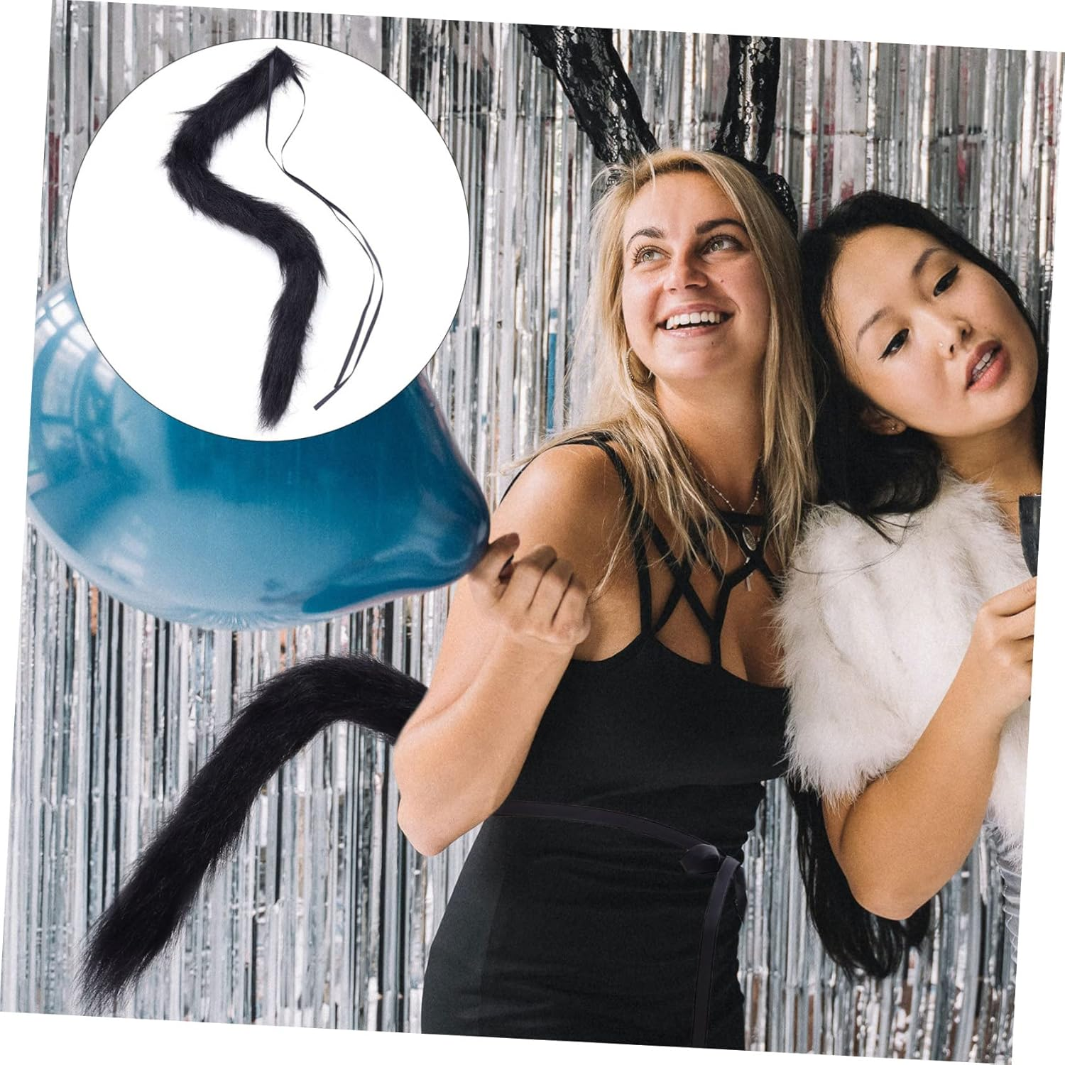 1Pc Faux Tail Dress up Kitten Accessories Black Outfits Girls Clothing Cosplay Cat Tail Halloween Cat Outfit Fox Cosplay Tail Cat Cosplay Decor Costume Party Prop Halloween Prop - Black image number 2