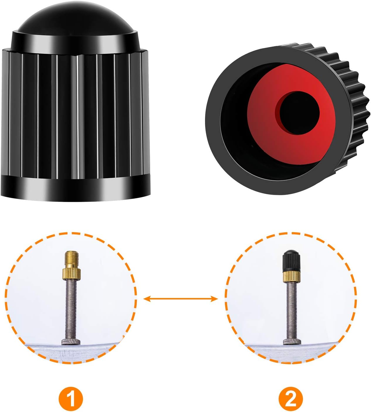 Brass Presta Valve Adapter, Convert Presta to Schrader Adaptor for Bike, Inflate Tire Using Standard Pump or Air Compressor, Tire Valve Caps(2Pcs) image number 2