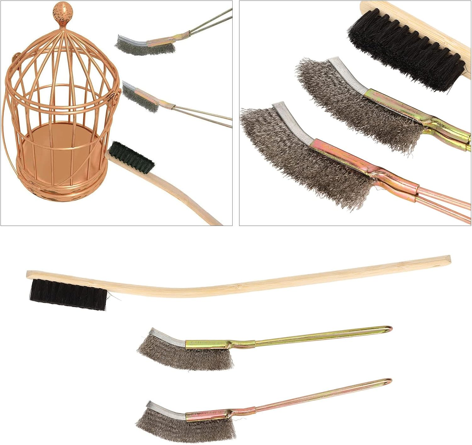 BAOFUYA Pack of 3 Pet Bird Cage Cleaning Brush, Long Handle Feeder Cage Wire Brush Cleaner Pet Cage Accessories Bird Cage Cleaning Tool image number 1