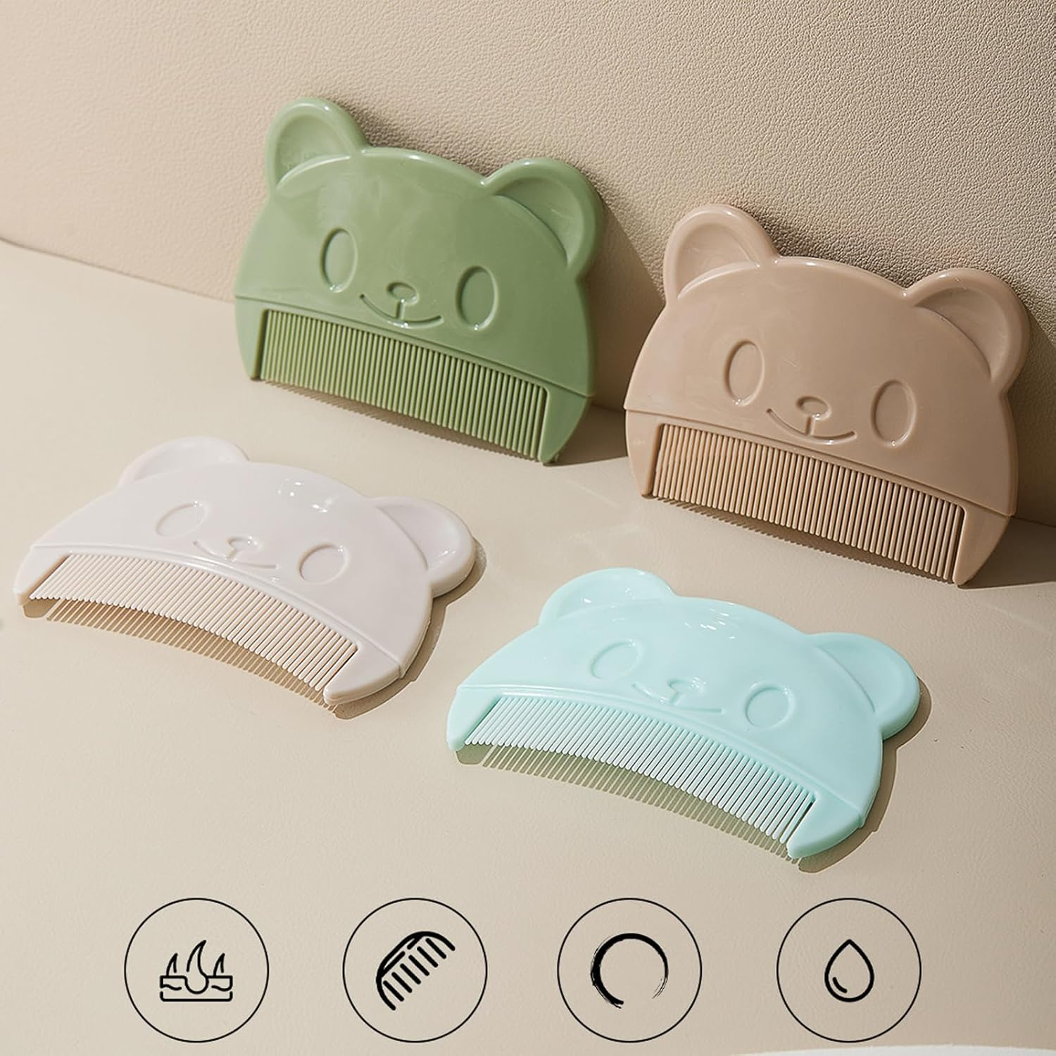 Fokmuaex 5Pcs Bear Shaped Baby Scalp Comb - Gentle Cradle Cap & Dandruff Remover for Newborns & Infants - Soft Hair Styling Grooming Tools Set image number 4