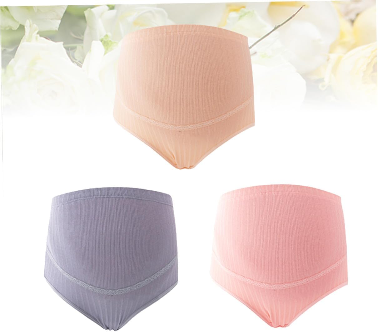3Pcs Maternity Underwear Cotton High Waist Panties for Women Gentle Support and Comfort during Pregnancy image number 4
