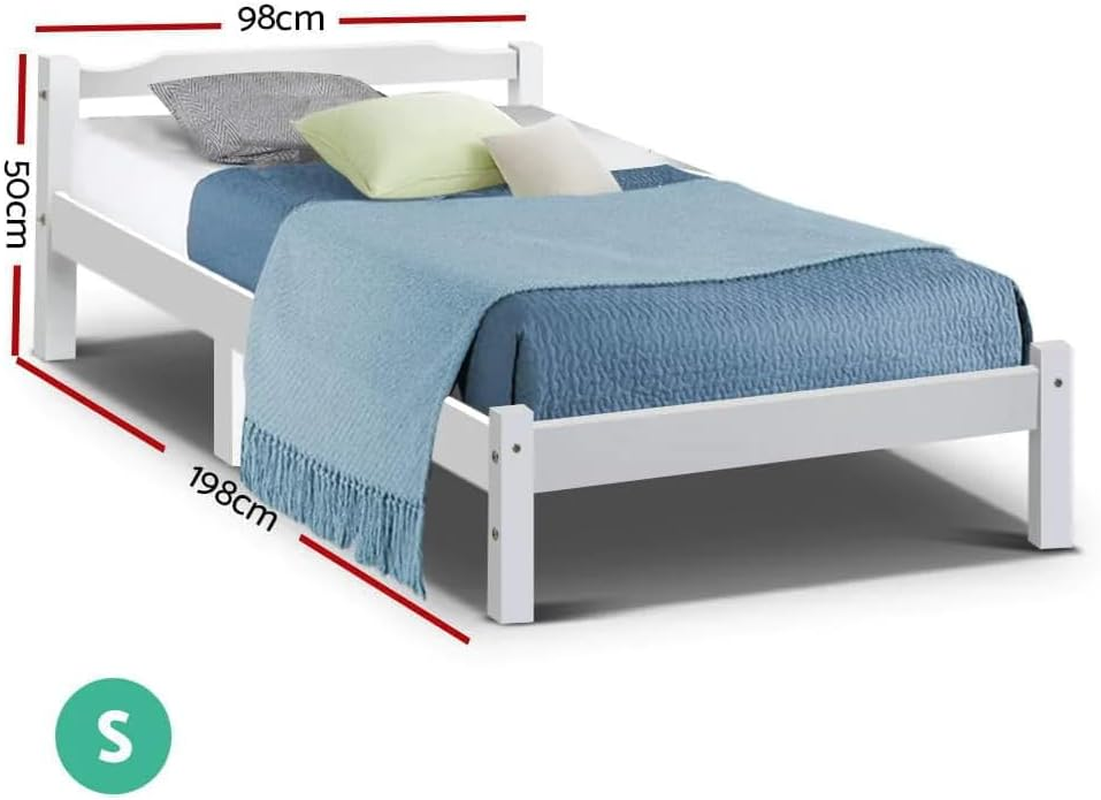 Artiss Bed Frame Wooden Single, White Single Bed Base with 26Cm of Storage Space, Sturdy Timber Bed Frame, Solid Pine Wood Platform，Platform Base with Headboard for Guest Room, No Box Spring Needed image number 1