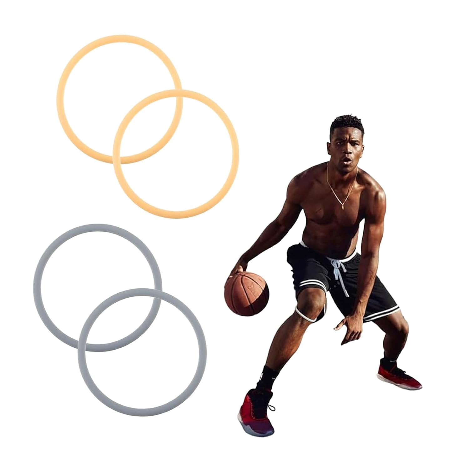 4 Pack Patella Knee Straps for Pain Relief Patella Fine Bands for Knee Pain Relief, Elastic Patellar Knee Brace Strap Fixed Knee Stabilizer Rings for Basketball Running Soccer Hiking Jumpers (Orange & Grey) image number 6