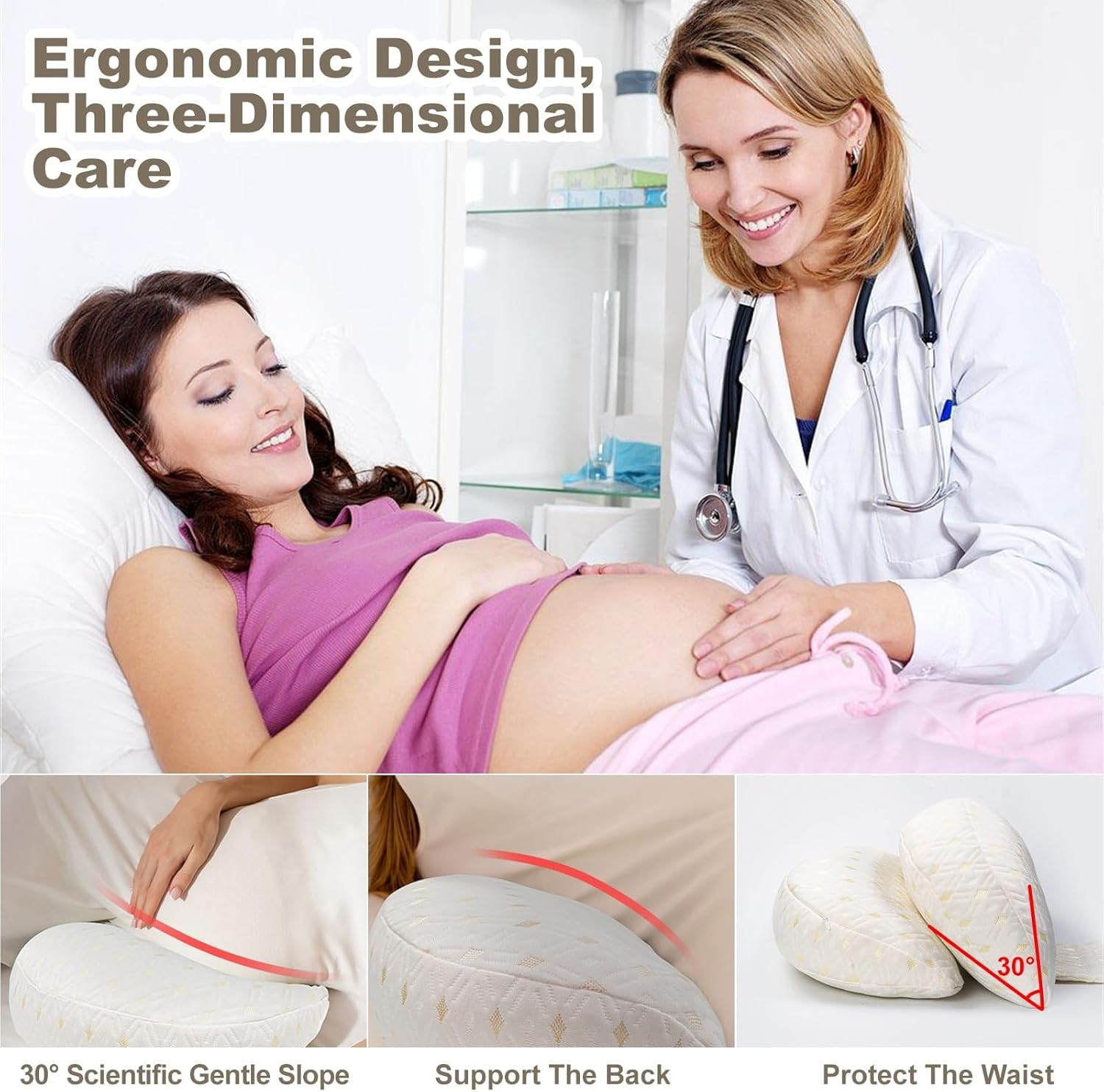 LEFAFA Pregnancy Pillows for Sleeping, Breathable Skin Friendly Maternity Pillow with Adjustable and Removable Cover, Support for Back, Legs, and Belly of Pregnant Women