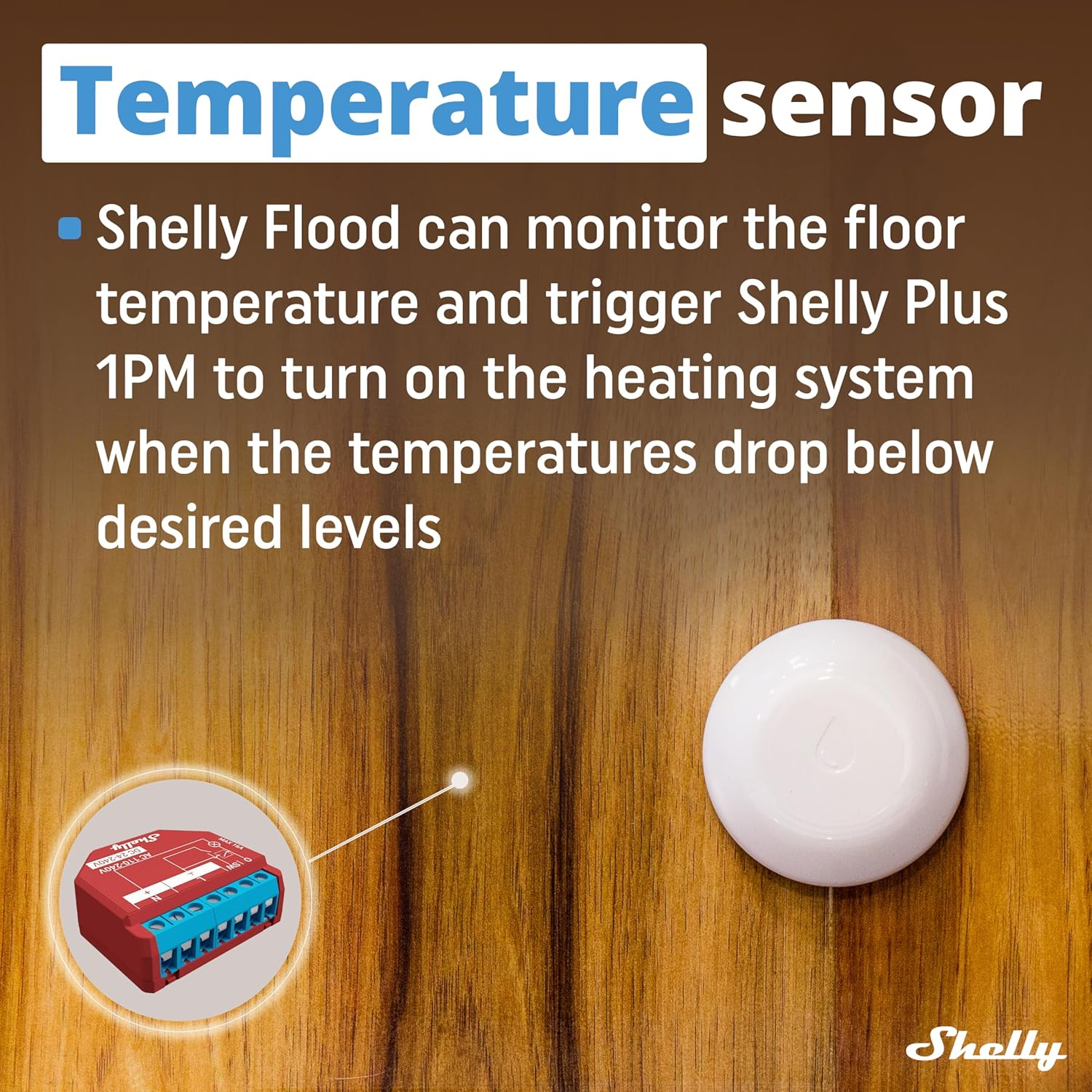 Shelly Flood | Wireless Flood Sensor with Temperature Measurement | Home Automation | Ios Android App | Dripping & Leaking Alarm | Floor Heating Control | Compact Design | Easy to Use image number 6