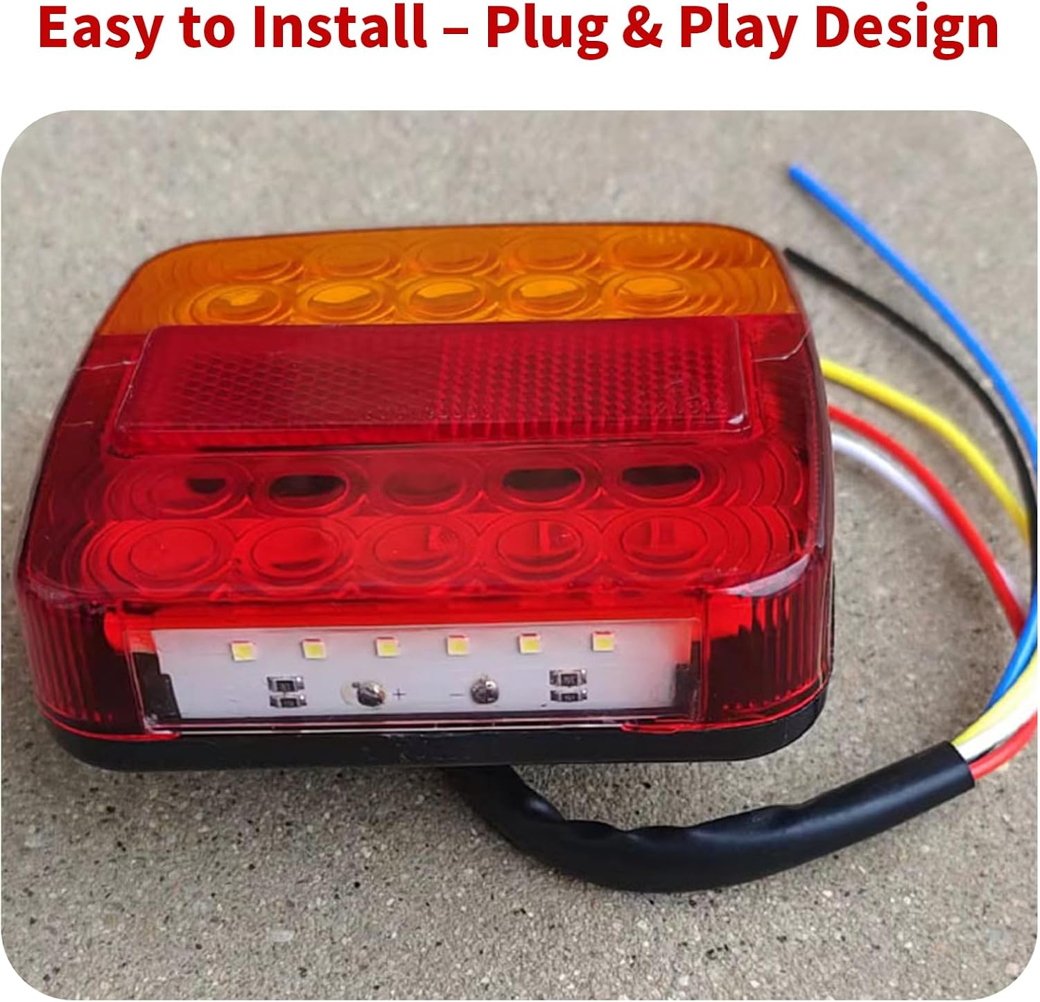 2Pcs 12V 26LED Trailer Lights Kit &ndash; Waterproof Stop/Tail/Turn Signal Lights for Truck, Boat, Caravan & RV &ndash; Durable, Bright & Safe Night Driving image number 1