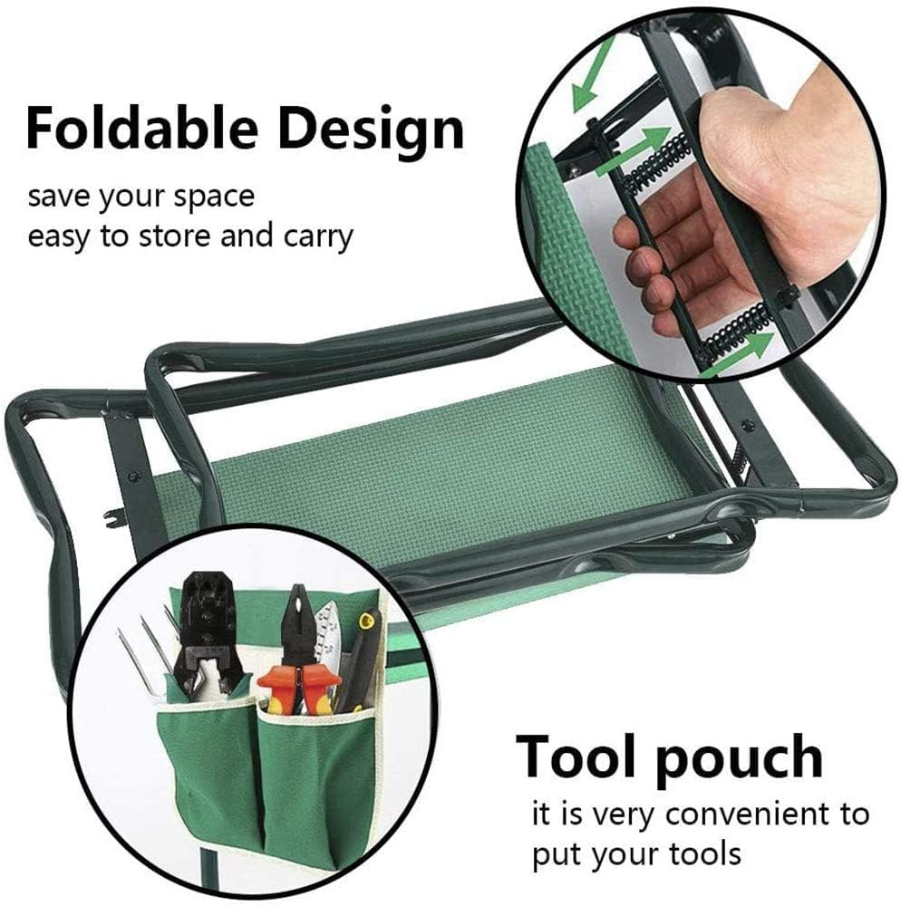 Garden Kneeler Seat, with Upgraded Thicken Kneeling Pad and 2 Large Tool Pouch, Foldable Stool 330Lb Capacity-Protects Your Knees, Clothes from Dirt & Grass Stains image number 2