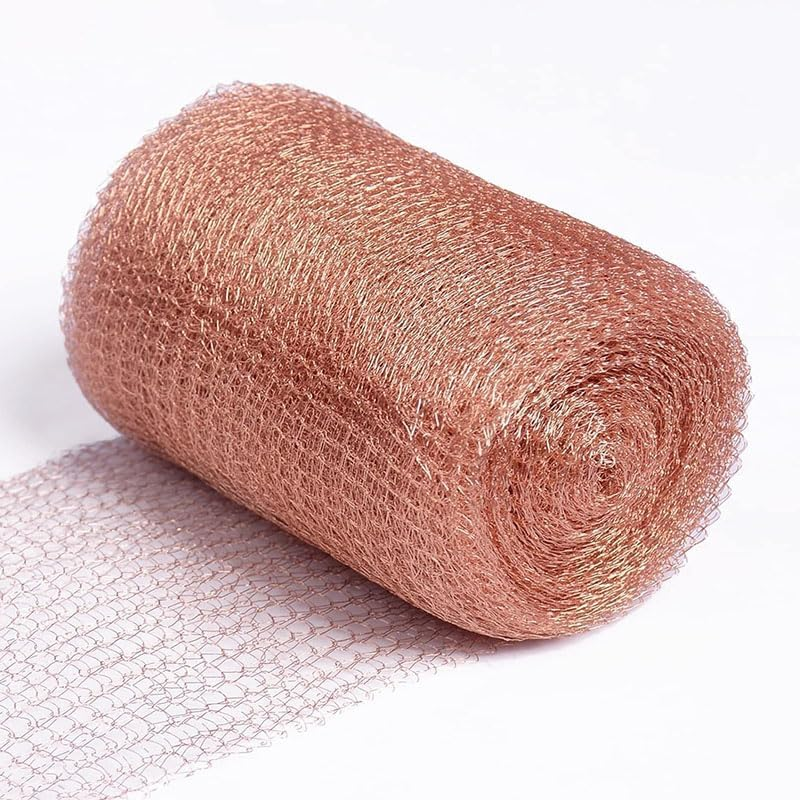 5" X 9.84Ft Stainless Steel Wire Mesh Roll - Double Layer Flexible Metal Mesh for Rodent Control, Hole Fill Fabric Gap Blocker, DIY & Garden Protection (Gold) image number 1
