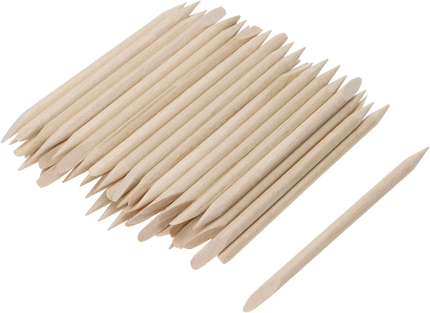 Mini Skater 2.9Inch Small Orange Wood Nails Sticks Smooth No Splinters Nail Polish Cuticles Pusher Remover for Cleaning Manicures Pedicures Care Tools Salon & Home Used(50) image number 3