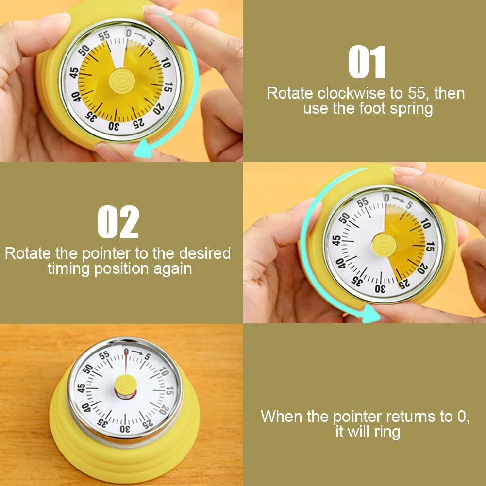 Wind up Kitchen Timers, 60 Minute Mechanical Visual Timer Outlet Magnetic Countdown for Classroom Cooking Fitness Baking Studying Teaching,Home MOD ADHD Tools Homeschool Supplies for Kids Seniors image number 2