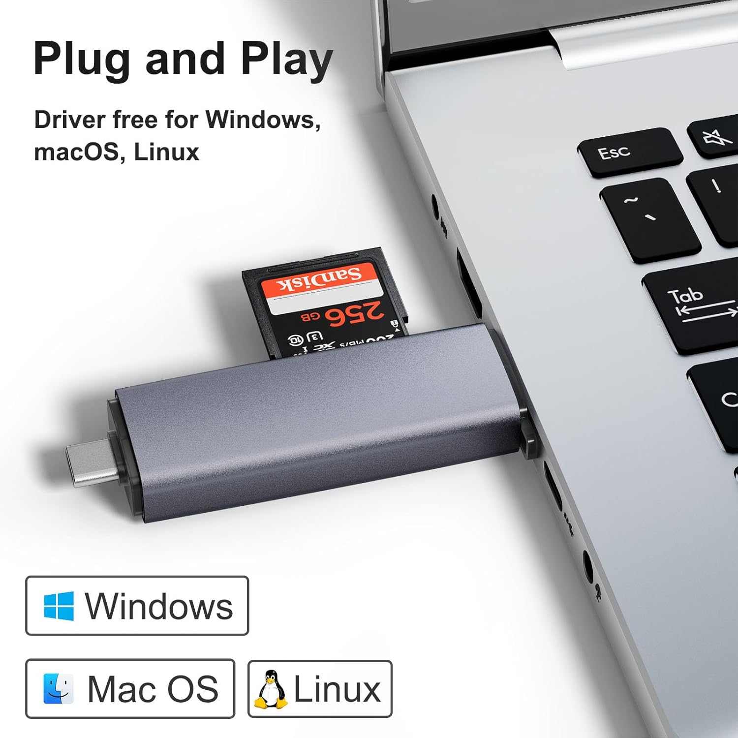 USB C USB 2.0 Memory Card Reader External Adapter Type C OTG Card Adaptor for Sd/Micro SD/TF/SDXC/SDHC/MMC Cards Compatible with Iphone 16/15 Pro Max, Galaxy S24, Imac, Macbook, Ipad image number 1