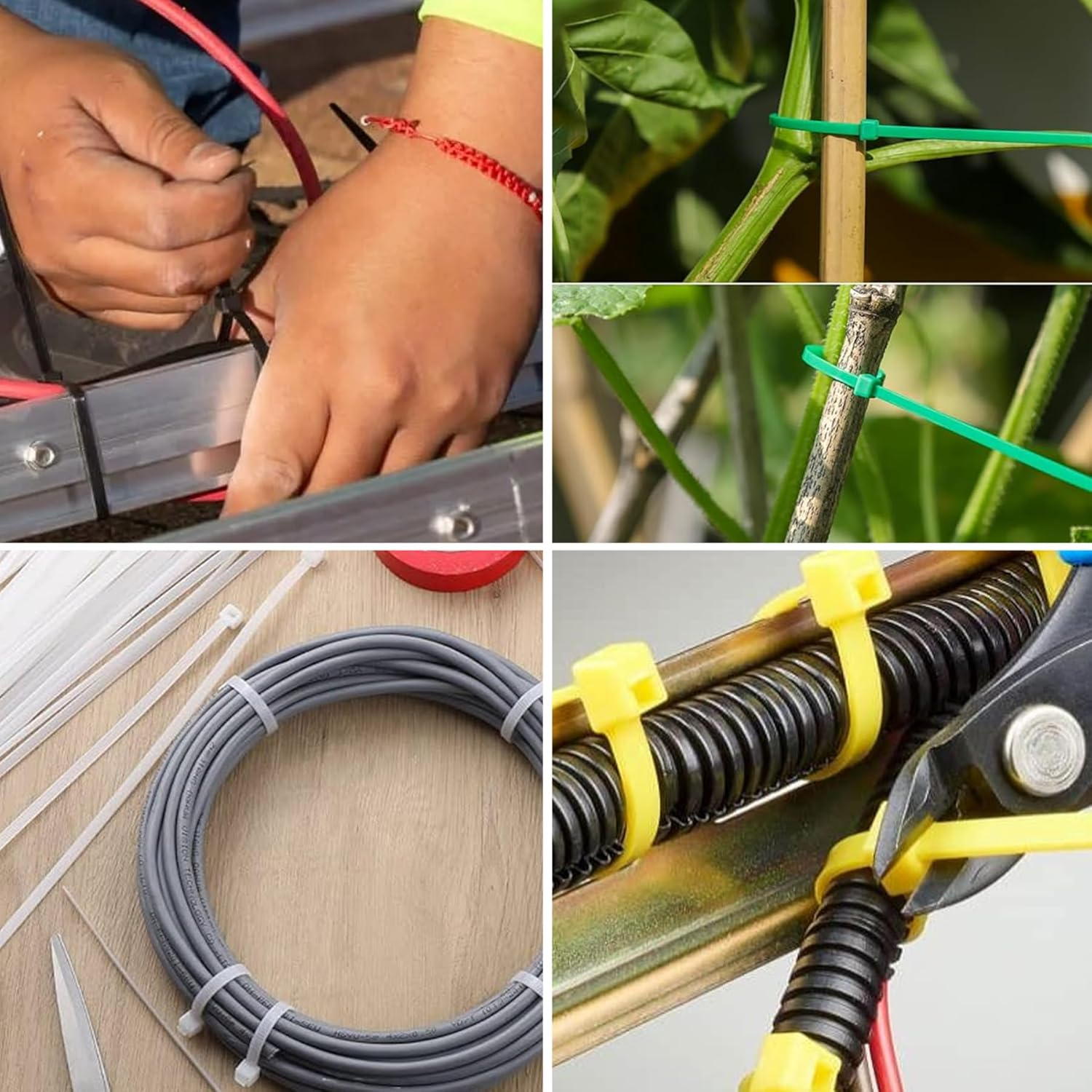 TORMEN 8 Inch Cable Ties, 18Lbs Nylon Wire Zip Tie，Adjustable Assortment Cord Management for Home, Office, Gardening (Green 100Pcs）