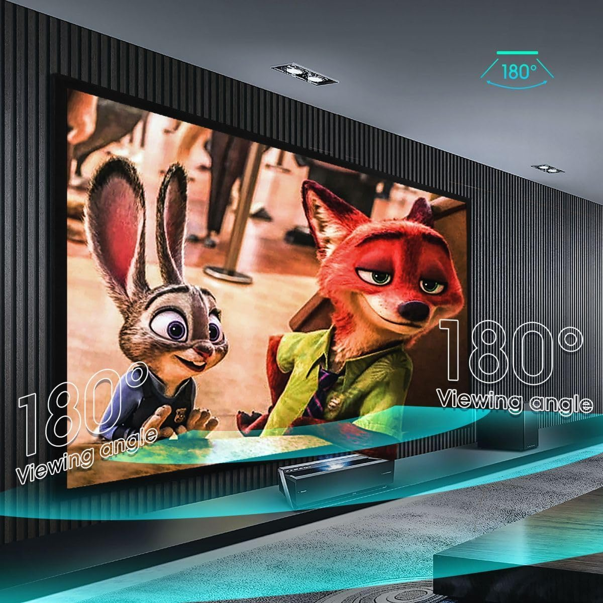 16:9 Fixed Projector Projection Screen, 120 Inch, Cinewhite 3D, PVC, Black & White image number 3