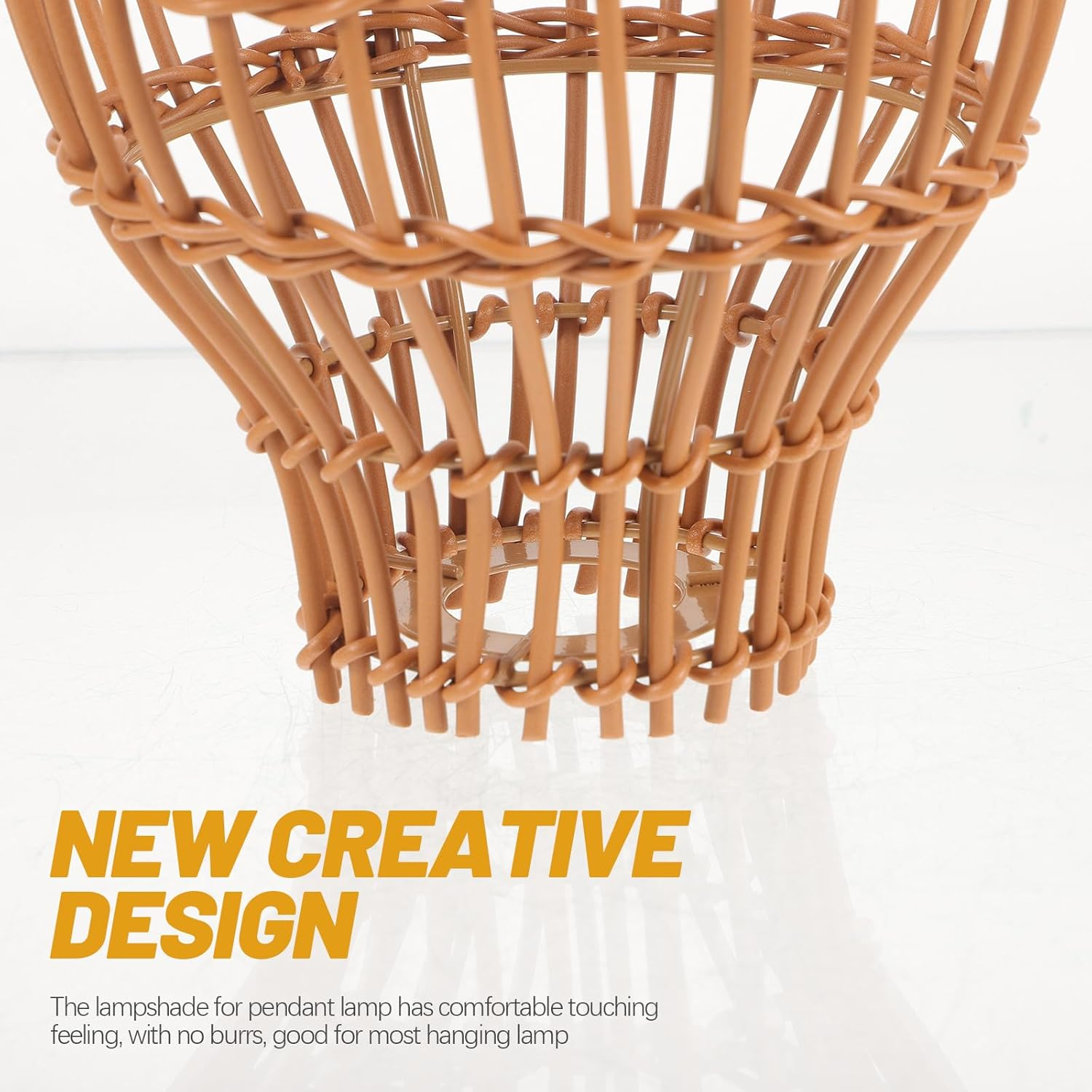 ULTECHNOVO Handmade Woven Rattan Pendant Lamp Shade For, Cover, Rustic Boho Lampshade Decoration for Dining Room and Study image number 2