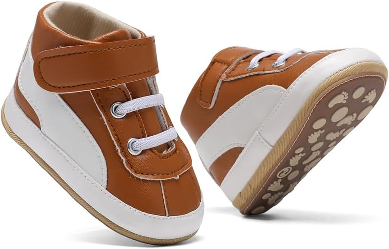 Baby Shoes Boys Girls Infant Sneakers PU Leather Non-Slip Soft Rubber Sole Toddler Crib First Walker Shoes image number 1