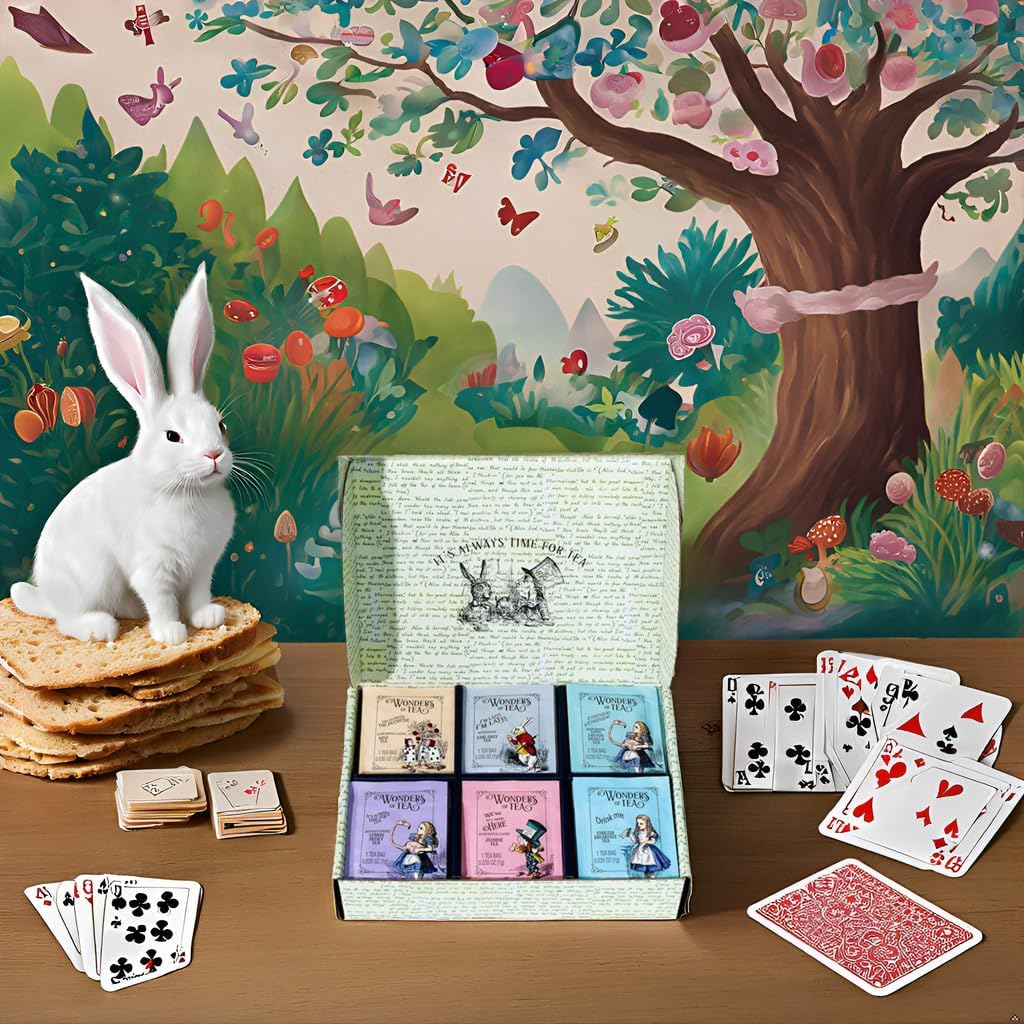Thoughtfully Alice&rsquo;S Adventures in Wonderland, Wonder of Tea Gift Set, Tea Sampler Includes 6 Flavours of Tea with Book Quotes and Illustrations, Set of 90 image number 4