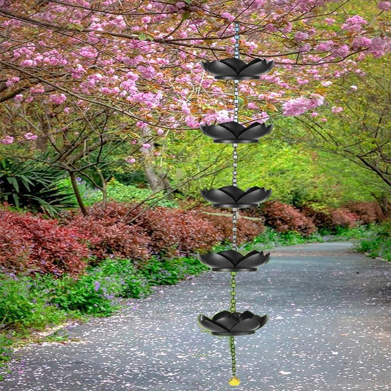 Limcryspp High-Quality Metal Artificial Lotus Rain Chain Replacement, Adjustable Length S-Shaped Hook, Suitable for Drainage Ditches image number 3