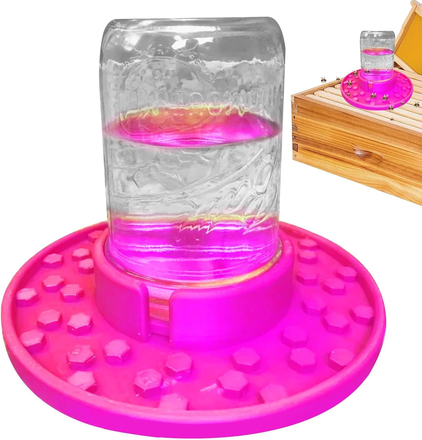 Bee Watering Station Jar, Jar Bee Feeders for Hives | Hive Entrance & Feeder, Honey Bee Feeder, Used to Feed Water or Sugar Syrup, Bee Cups for Thirsty Pollinators