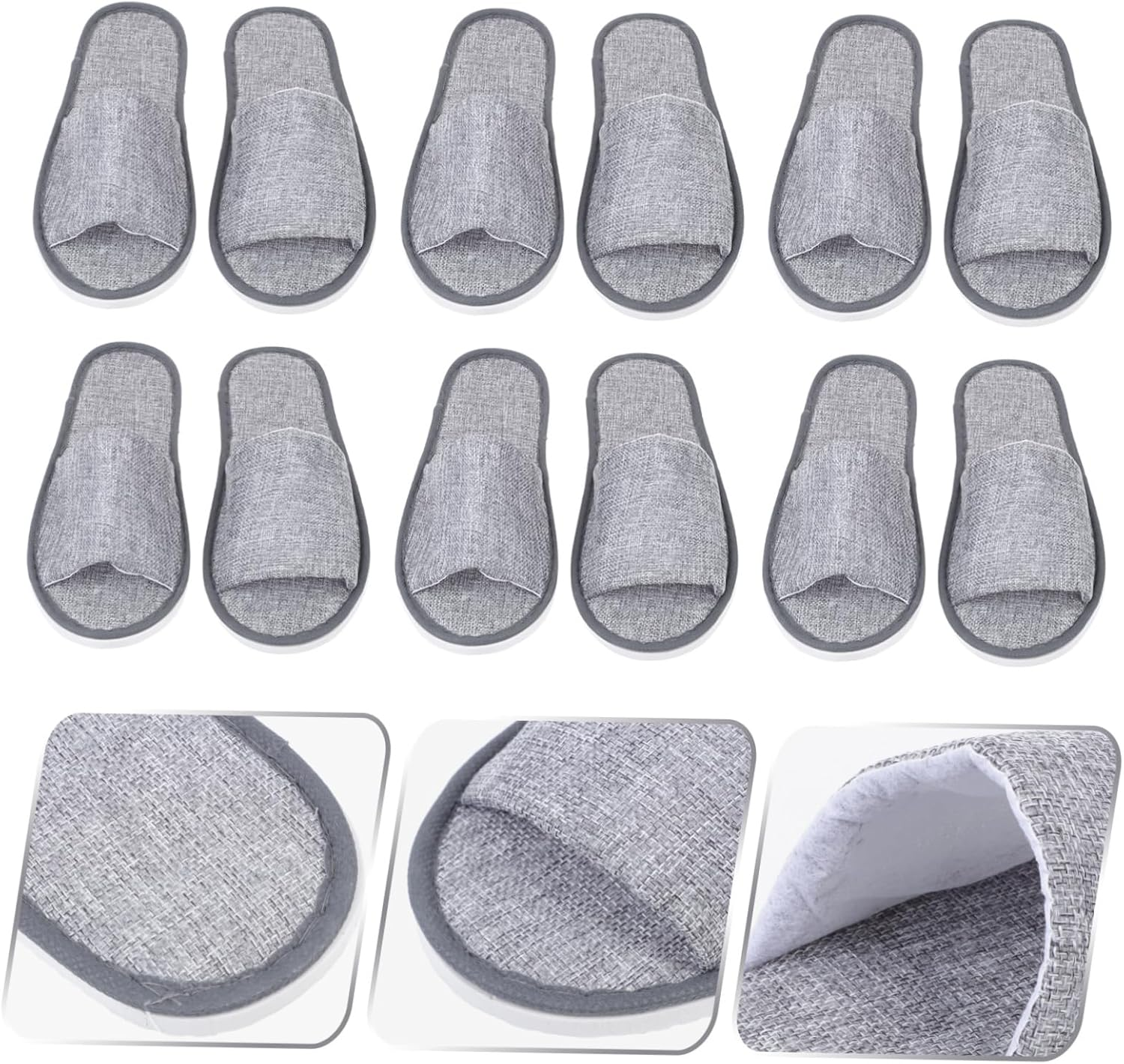 PENIKOKO 6 Pairs Disposable Skid Slippers Lightweight Breathable Open Toe Hotel Travel Necessity with Sole for Home Salon and Term Rentals image number 2