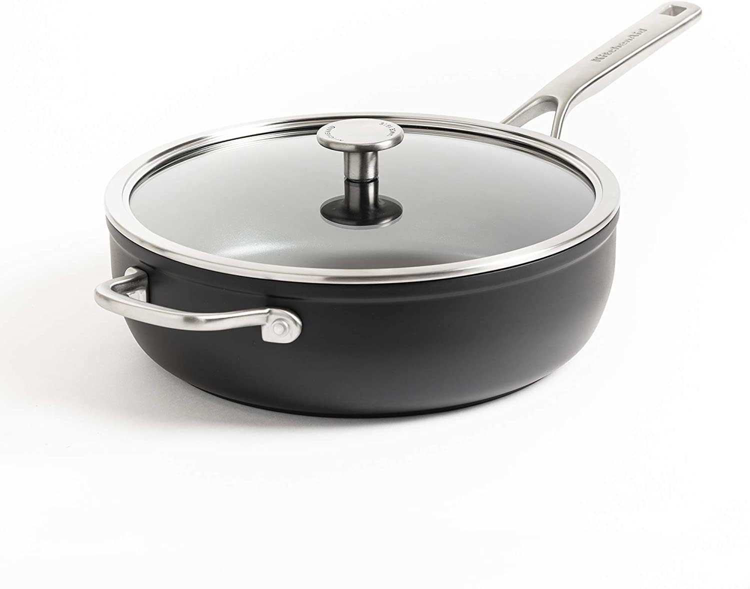 Kitchenaid Skillet 28Cm/4.6 L Stew Pan with Stainless Steel Handle and Lid, High Strength Aluminium, Induction Oven and Dishwasher Safe, Black image number 4