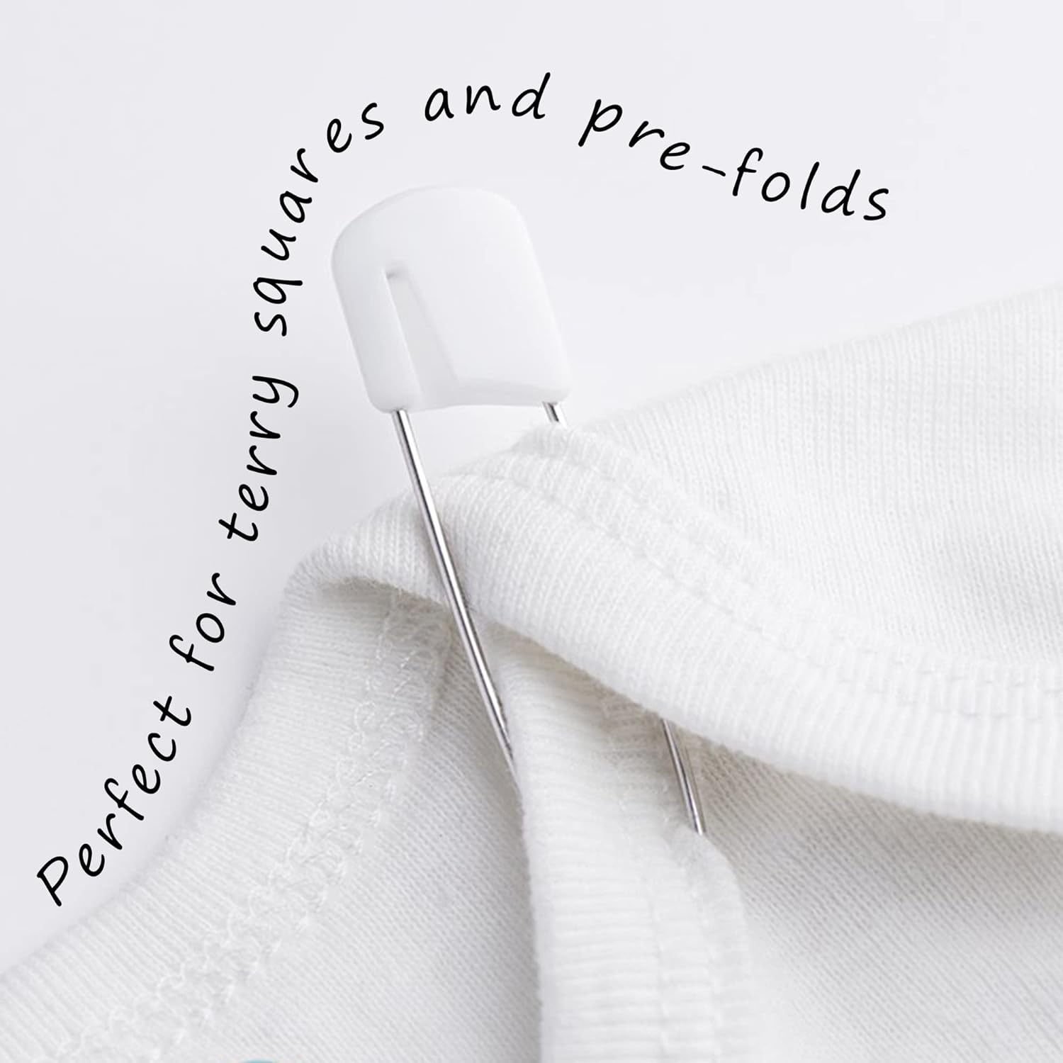 12 Baby Nappy Safety Pins, 2.2 Inch Diaper Plastic Push-In Pins, 55Mm Durable Head Fasteners with Safety Lock Closures, Stainless Steel, Ideal for Terry Squares, Flat and Prefold Nappies (12 Pack)